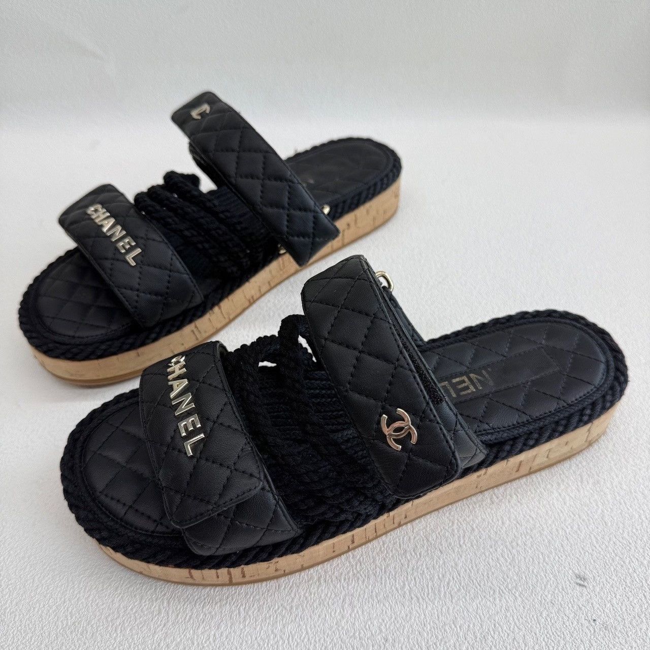 Chanel Chanel Leather Black Sandals Eu 39 Women Size US 9 / IT 39 - 1 Thumbnail