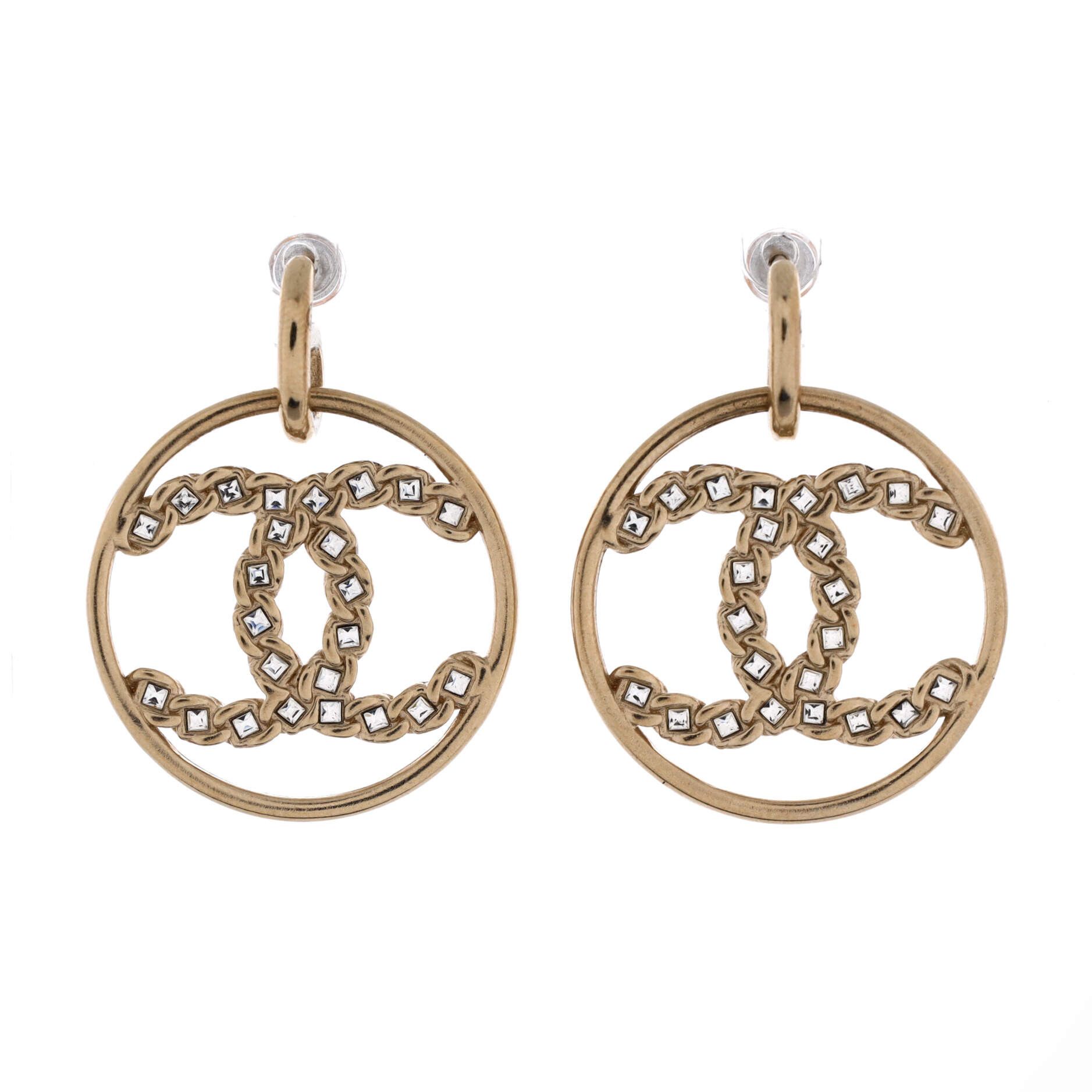 Chanel High Society CC Dangle Hoop Earrings Size ONE SIZE - 1 Thumbnail