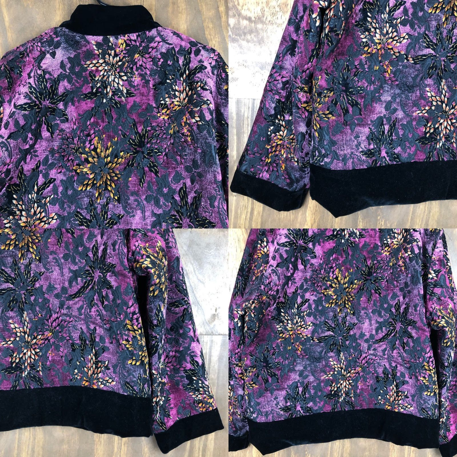 Vintage VINTAGE Wennas Womens Jacket Purple Chinese Style Jacquard Floral Boho 17 Size XXL / US 16-18 / IT 52-54 - 9 Thumbnail