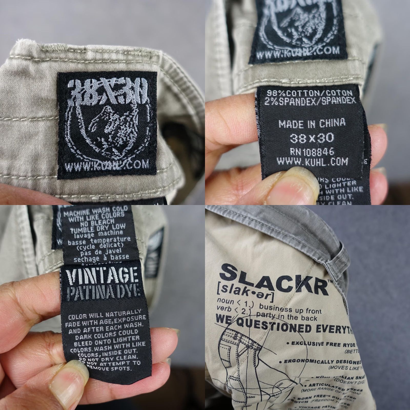 Vintage Kuhl Slackr Pants Mens 38x30 Gray Chino Stretch Articulated Knees Casual Regular Straight Front Pockets 98% Cotton 2% Spandex Size US 38 / EU 54 - 11 Thumbnail