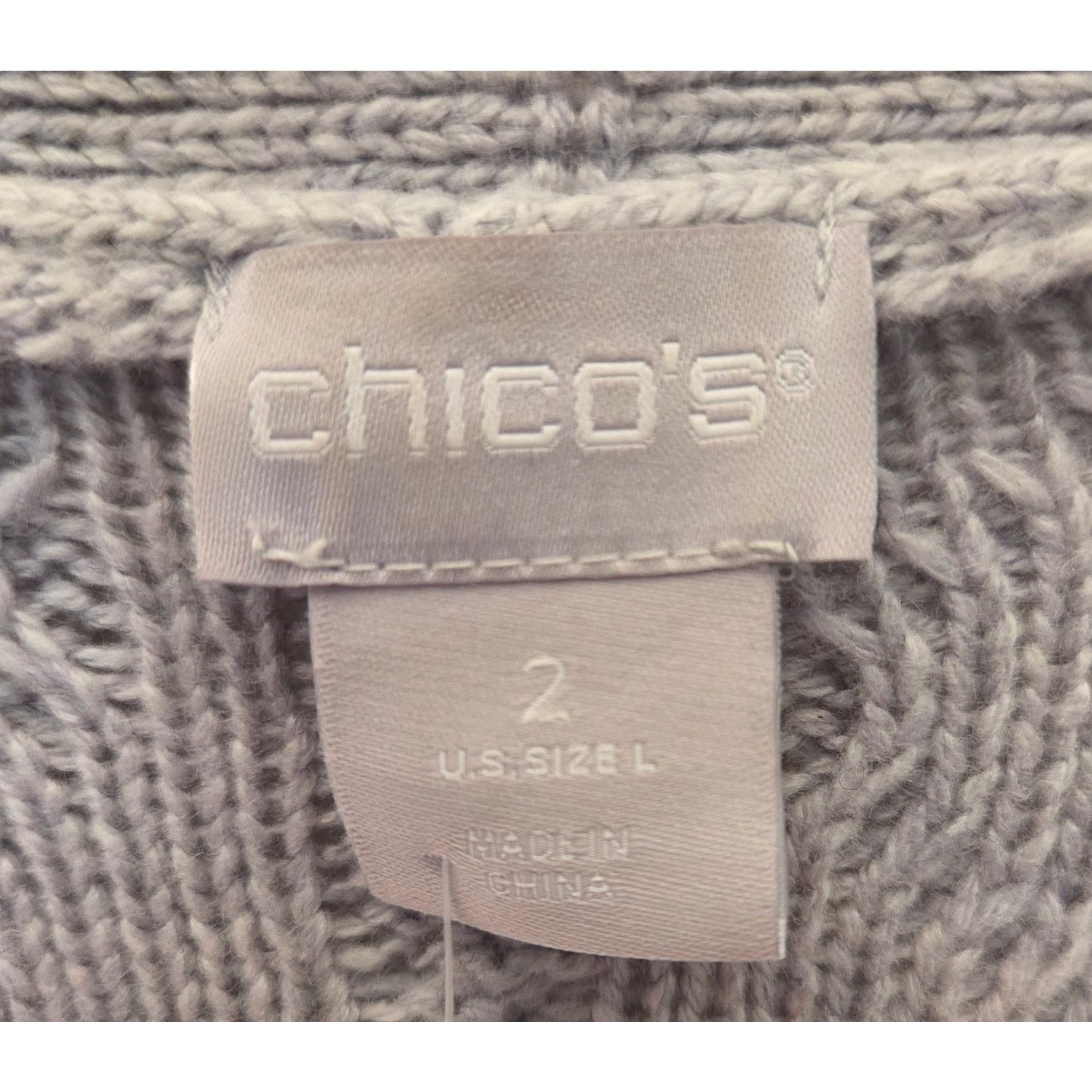 Chicos Chico's Wool Cashmere Blend Grey Cable Knit Cardigan - L Size L / US 10 / IT 46 - 5 Thumbnail