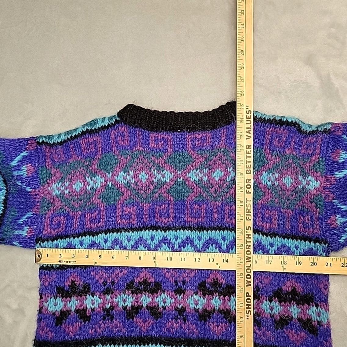 Vintage VINTAGE Icelandic Sweater Womens S Purple Blue Lopi Wool Nordic Fair Isle Chunky Knit Crew Neck Pullover Size S / US 4 / IT 40 - 6 Thumbnail