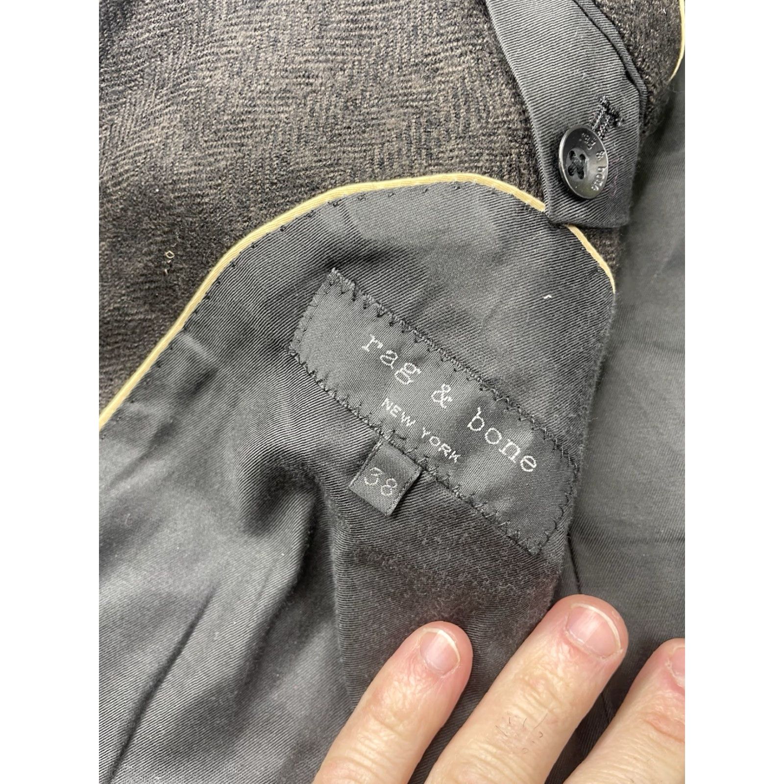 Rag & Bone Rag & Bone Blazer Mens 38 Brown Wool Herringbone Notch Lapel One-Button Single-Breasted Jacket Coat Regular Fit Size 38R - 4 Thumbnail