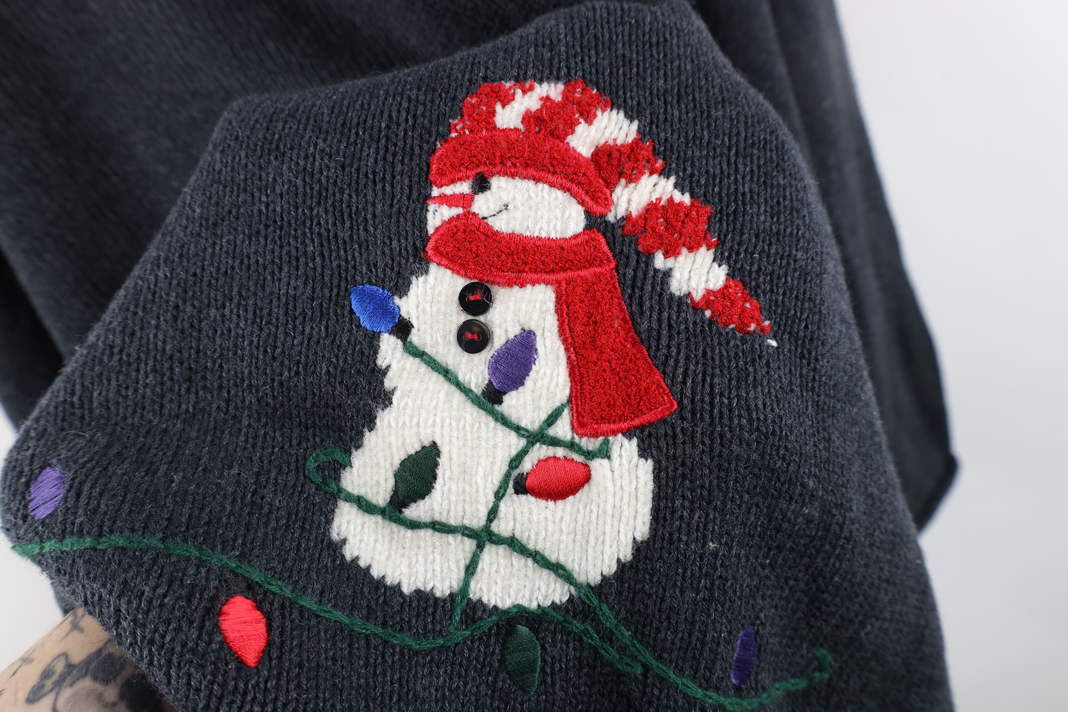 Vintage Vintage 90s Streetwear Snowman Marled Knit Full Zip Sweater Size 3XL / US 20-22 - 12 Thumbnail
