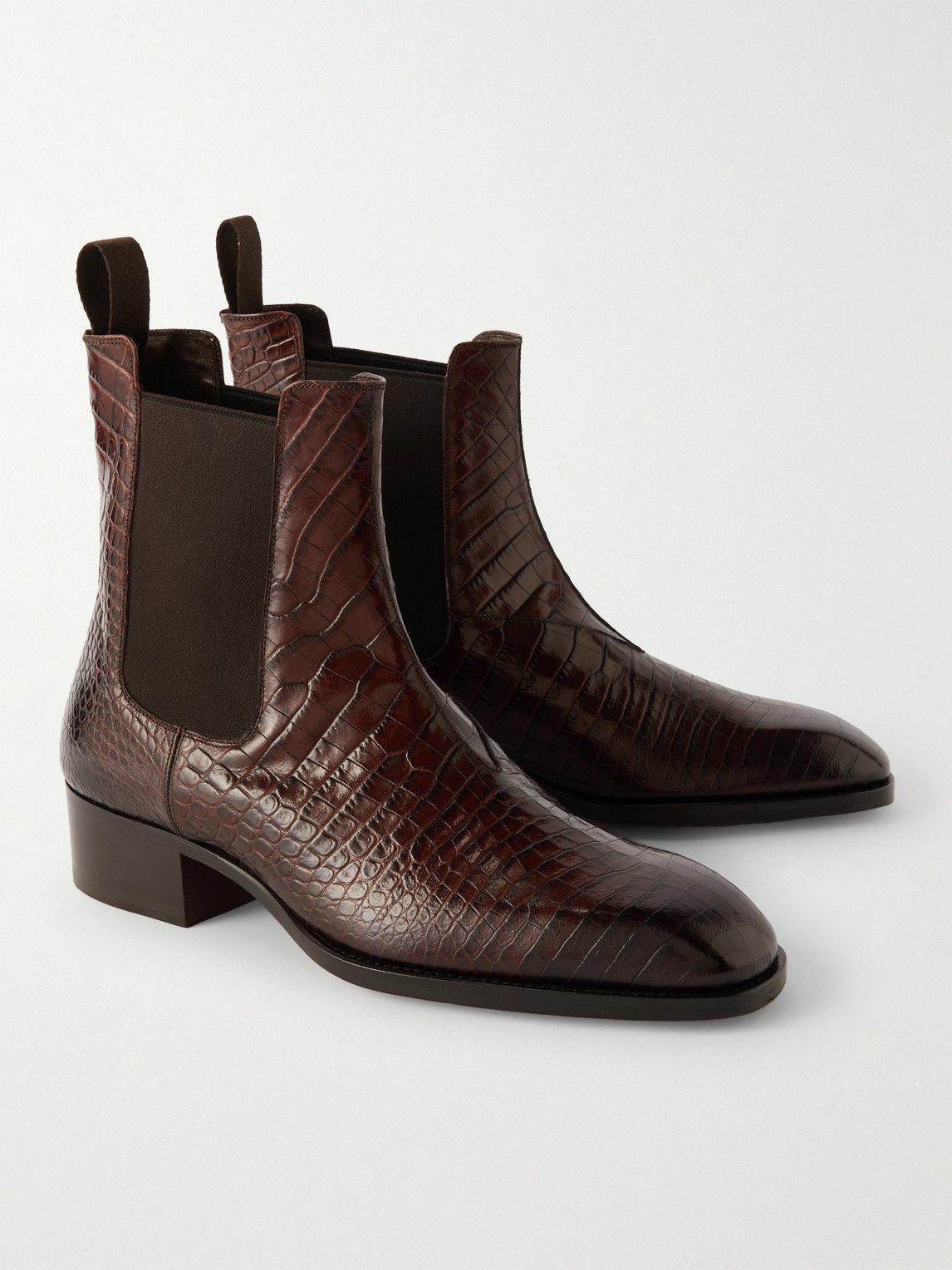 Tom Ford o1sndg0126 Size: 7 TF / Croc-Effect Leather Chelsea Boots Size US 7 / EU 40 - 4 Thumbnail