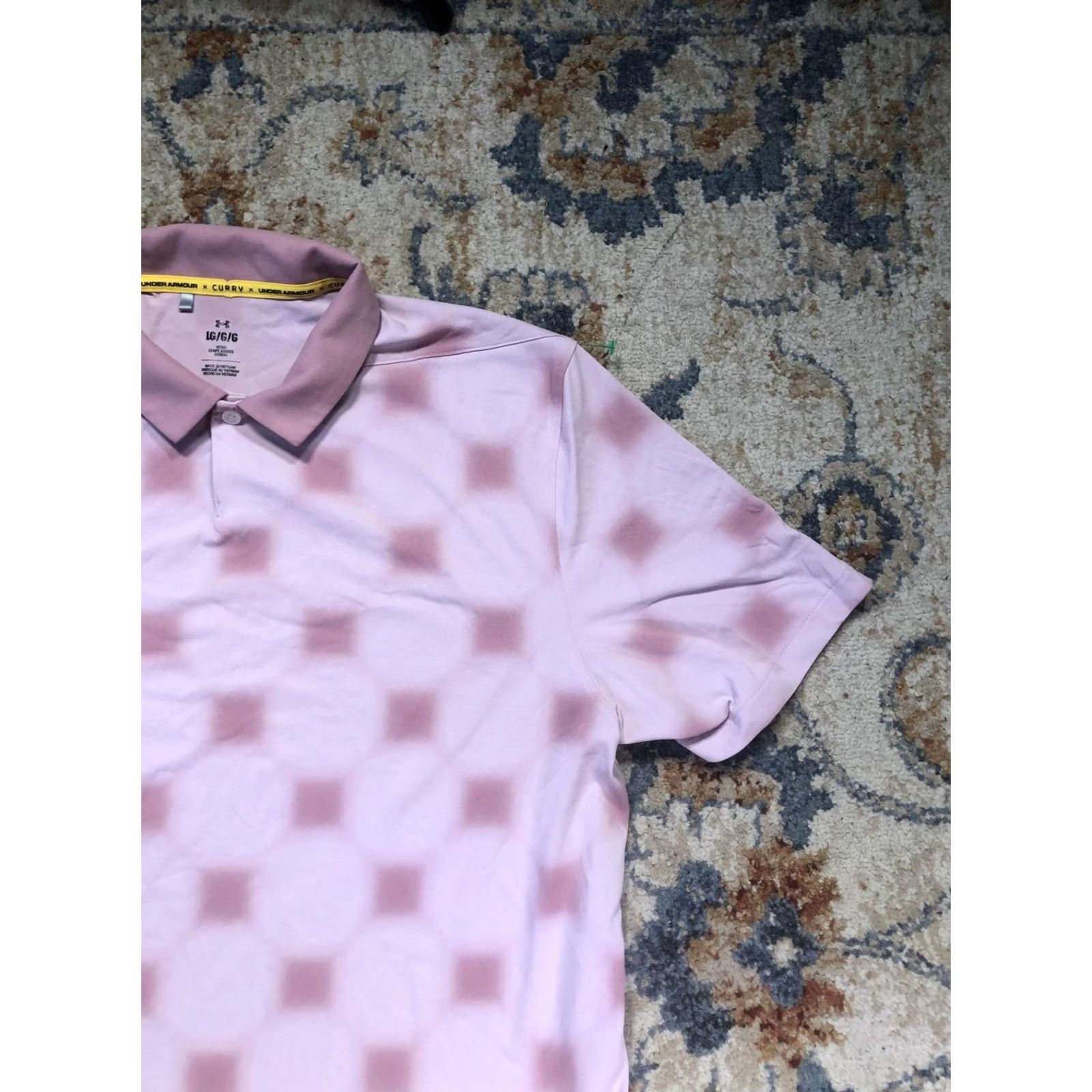 Under Armour Under Armour Curry Polo Shirt Mens L Pink Geometric Performance Short Sleeve Size US L / EU 52-54 / 3 - 4 Thumbnail