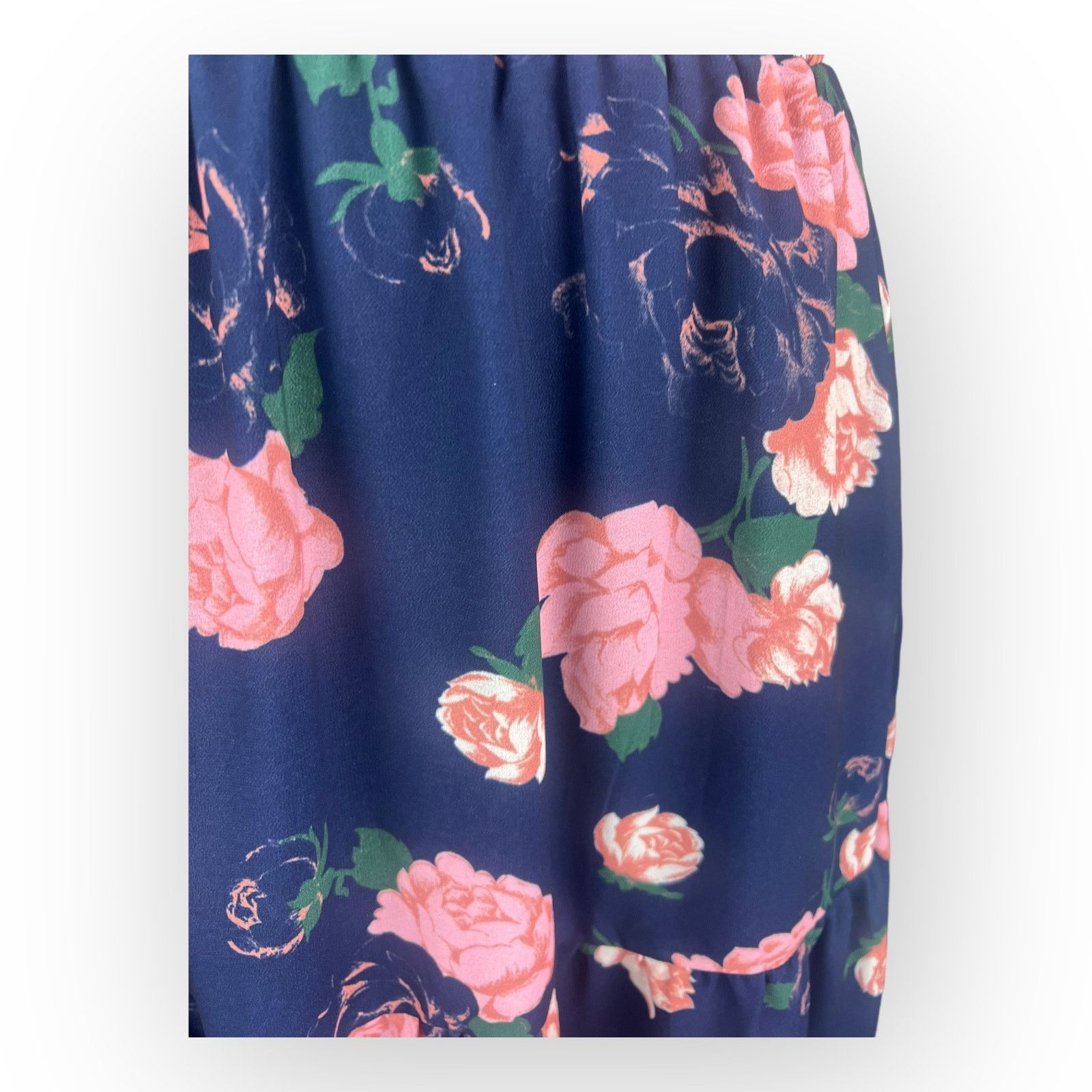 Vintage Modcloth Floral A-Line Skirt Navy Blue & Pink Flowers Size 28" / US 6 / IT 42 - 6 Thumbnail