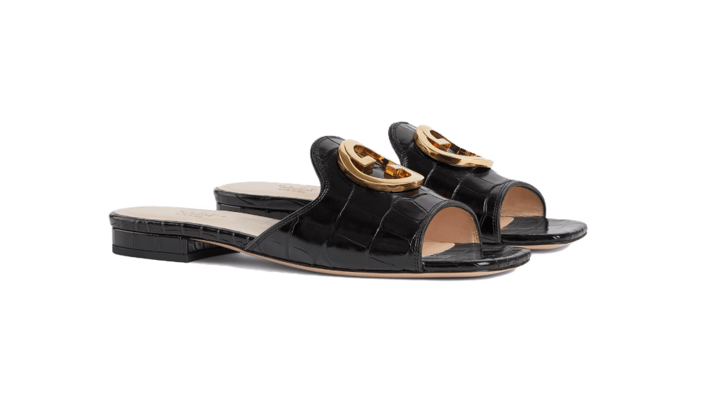 Gucci o1s1wg110125 Crocodile Slides in Black Size US 10 / IT 40 - 3 Thumbnail