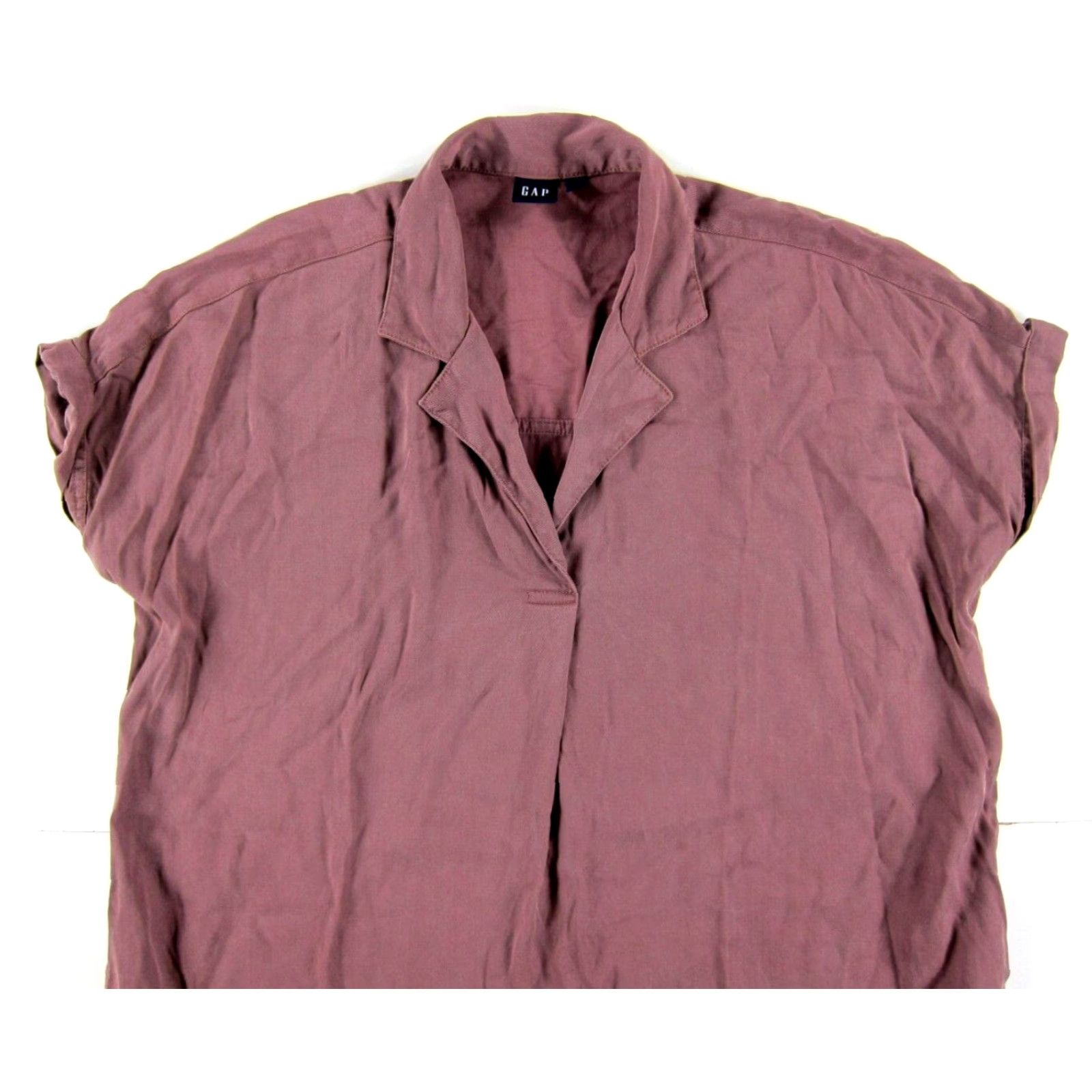 Gap GAP Mauve Pink Cap Sleeve Pocket Collared Shift Tunic Shirt Dress Woman Large Size L / US 10 / IT 46 - 4 Thumbnail