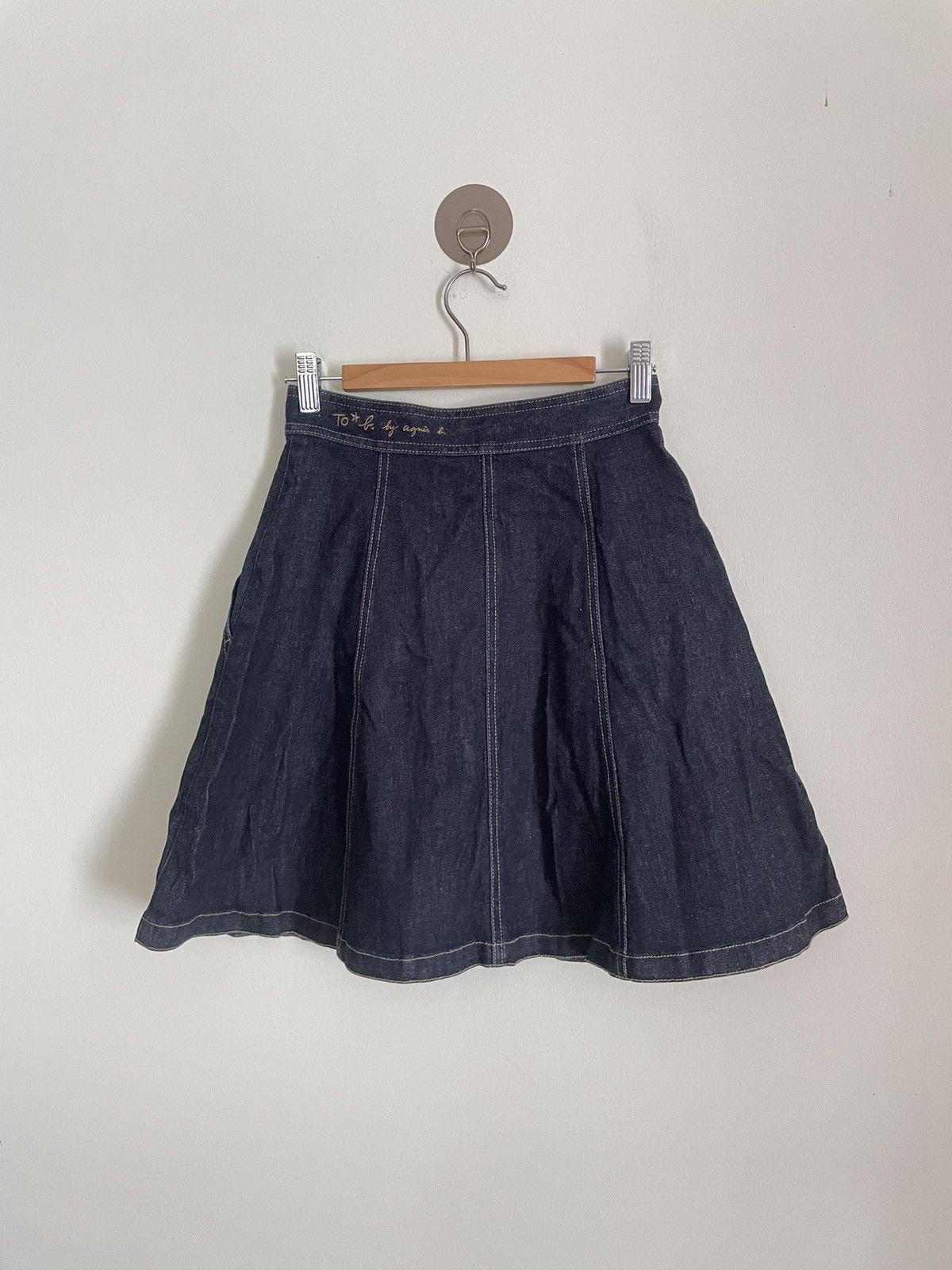 agnes b. Agnes B. Wrap Denim Skirt Size 25" / US 0 / IT 36 - 2 Thumbnail