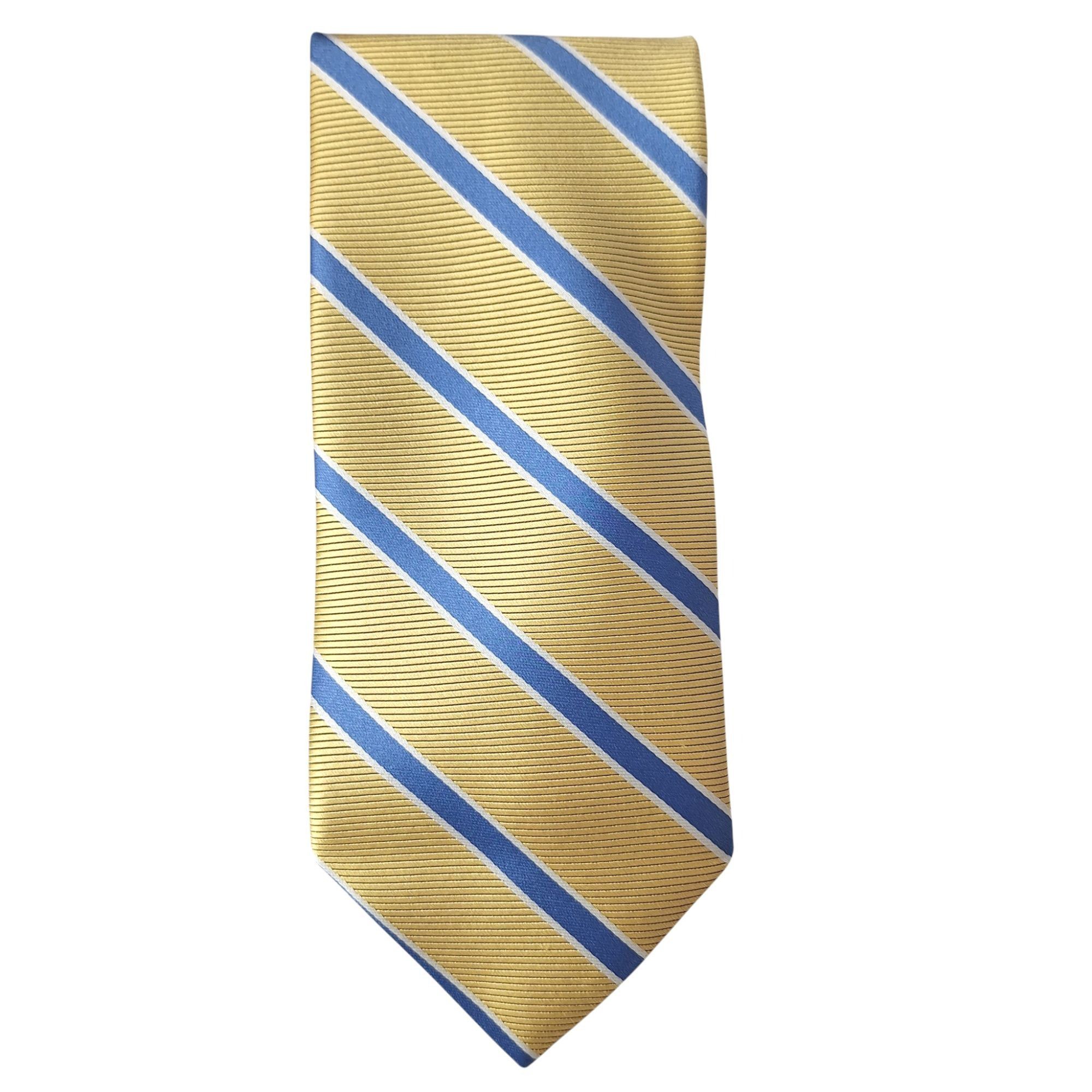 Brooks Brothers Brooks Brothers Gold Blue Striped Silk Tie Preppy Quiet Luxu Size ONE SIZE - 4 Thumbnail