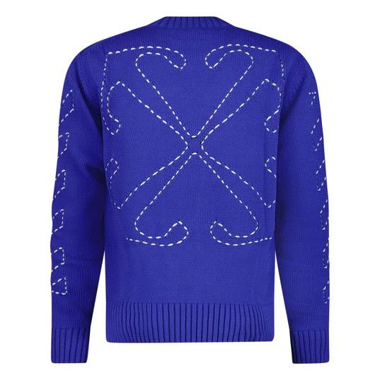 Off-White o1gr1nt0325 Stitch Diagonal Knit Crewneck Sweater Dark Blue Size US XL / EU 56 / 4 - 2 Thumbnail