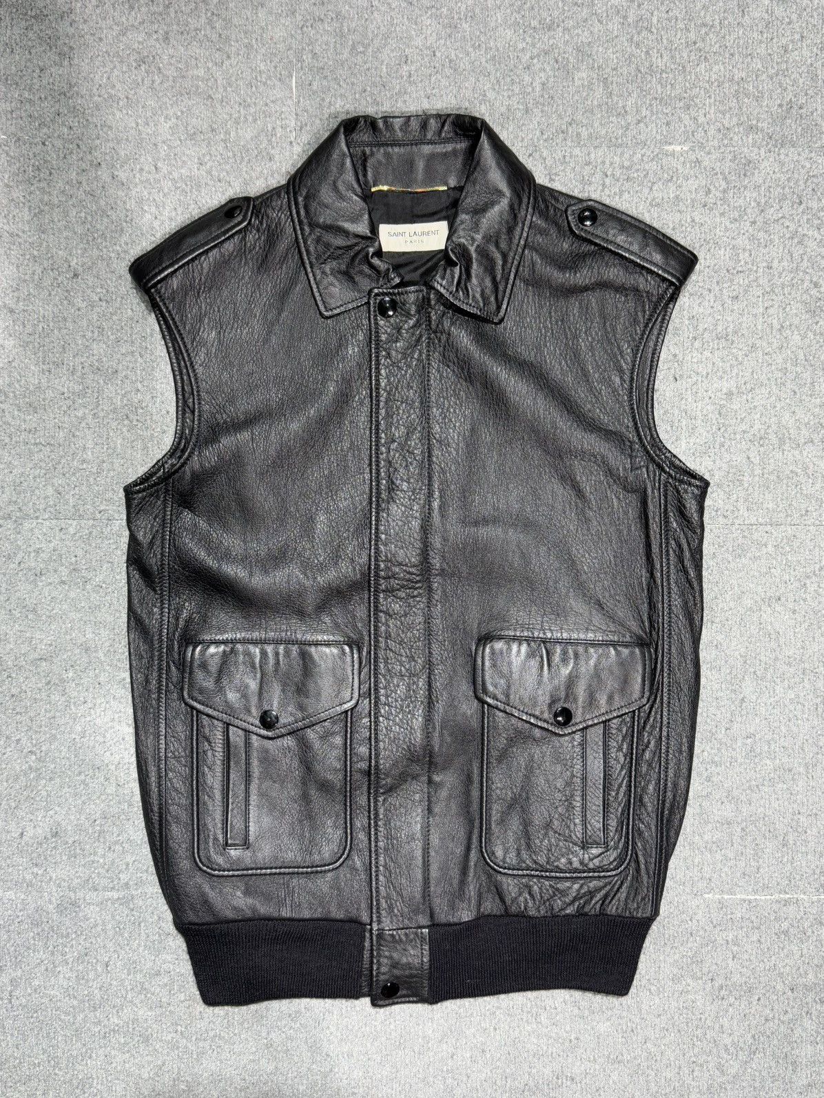Hedi Slimane × Saint Laurent Paris AW15 Unseen Saint Laurent - Hedi Slimane - Leather Vest Size US S / EU 44-46 / 1 - 1 Thumbnail