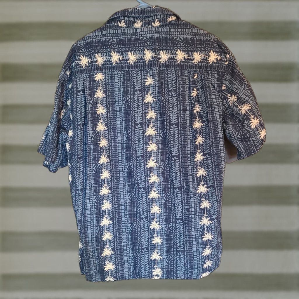 Vintage VINTAGE Pacific Legend Apparel, Inc. Hawaiian Palm Tree Button-Up Shirt SS Blue White Mens XL Size US XL / EU 56 / 4 - 1 Thumbnail