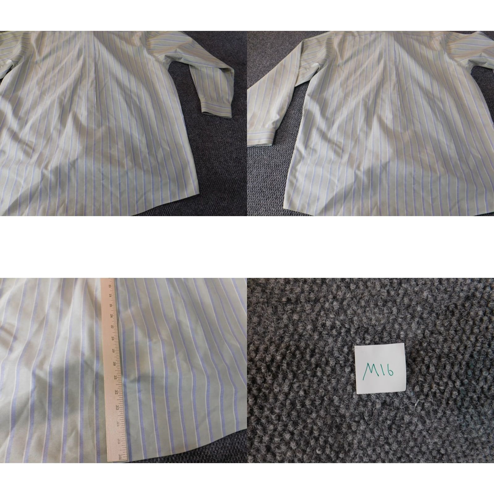 Vintage L.L. Bean Dress Shirt Men 18 Green Striped Wrinkle Resistant Button Down Collar Shirt Regular Men Mens Vintage: No Size 48R - 8 Thumbnail