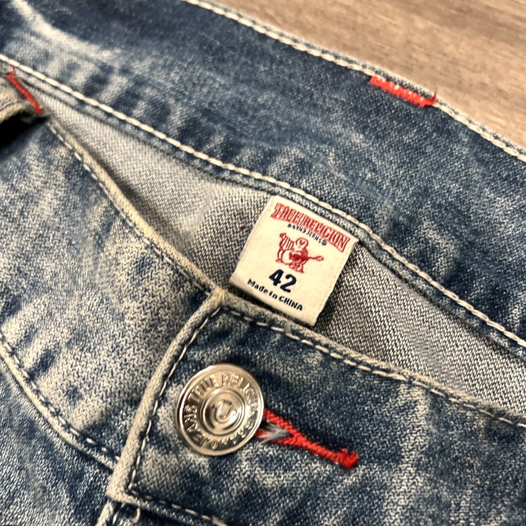 True Religion VINTAGE True Religion Jeans Straight 42 Mens Regular 42 Light Blue 90s Y2K TR Patchwork Size US 42 / EU 58 - 3 Thumbnail