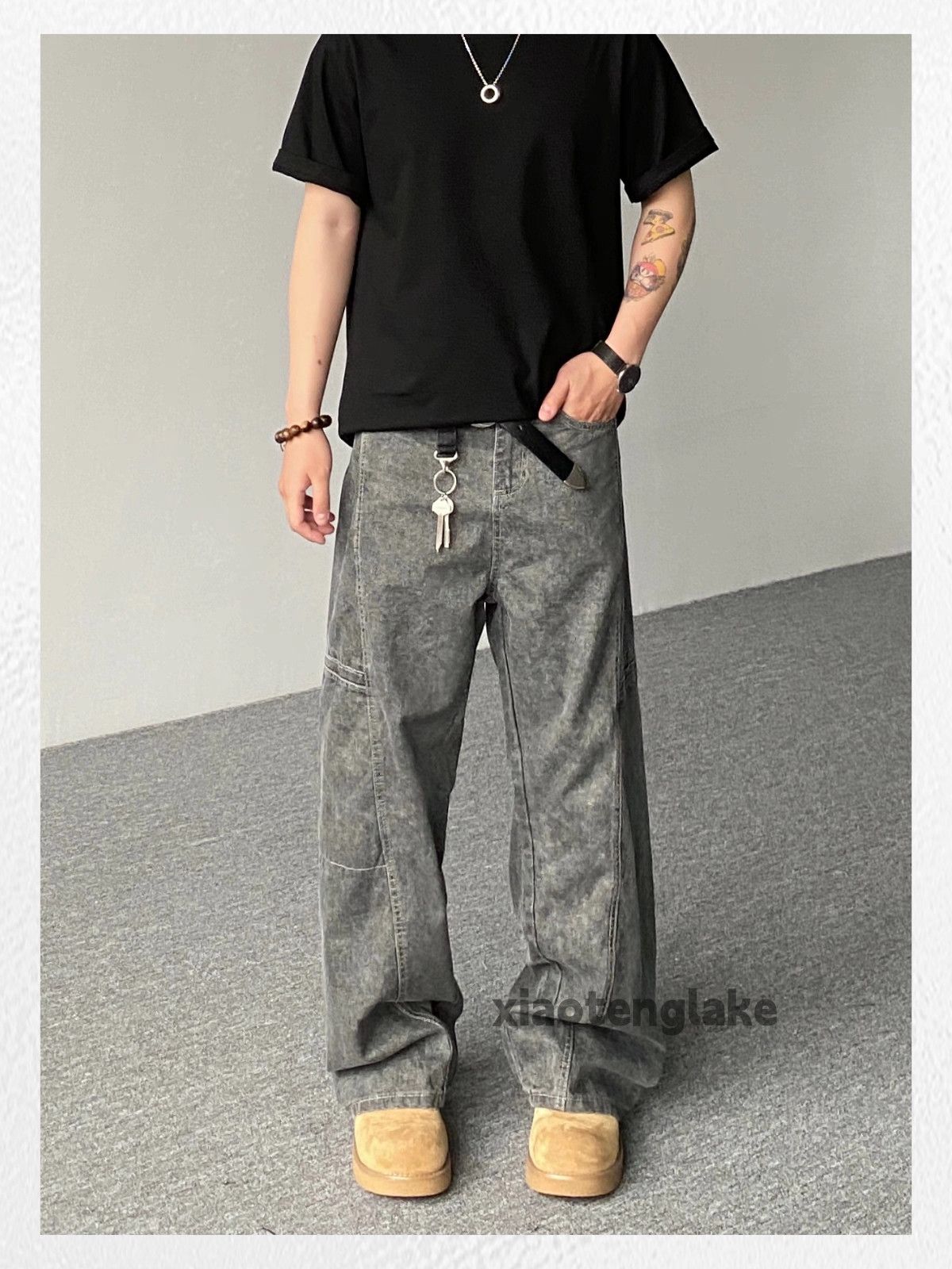 Jean Custom washed faded loose baggy skate hiphop cargo jeans Size US 30 / EU 46 - 4 Thumbnail