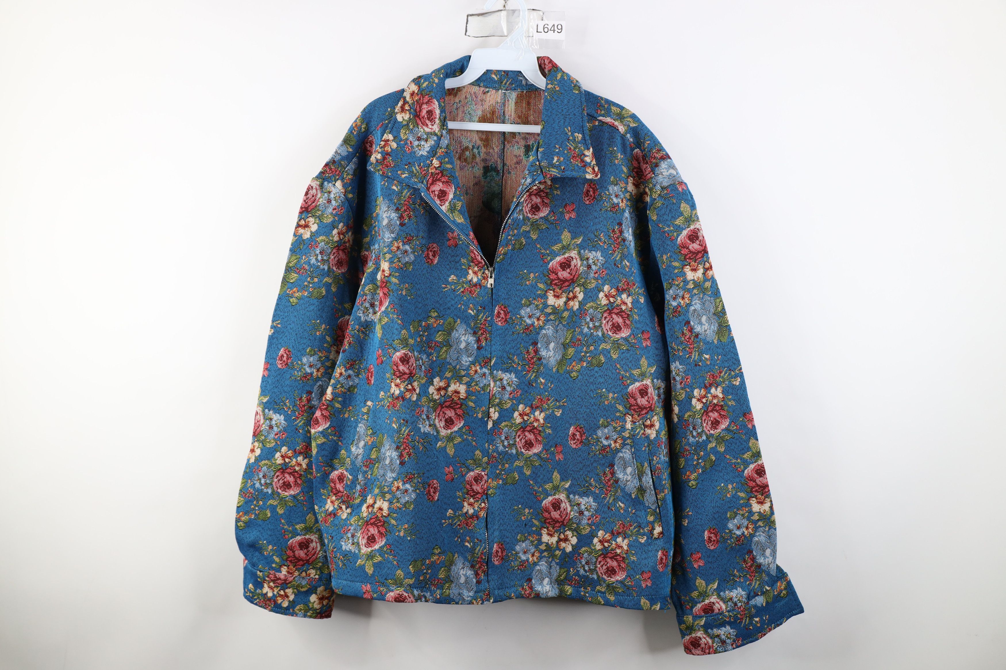 Vintage Vintage 90s Y2K Streetwear Needlepoint Full Zip Jacket Size XXL / US 16-18 / IT 52-54 - 1 Thumbnail