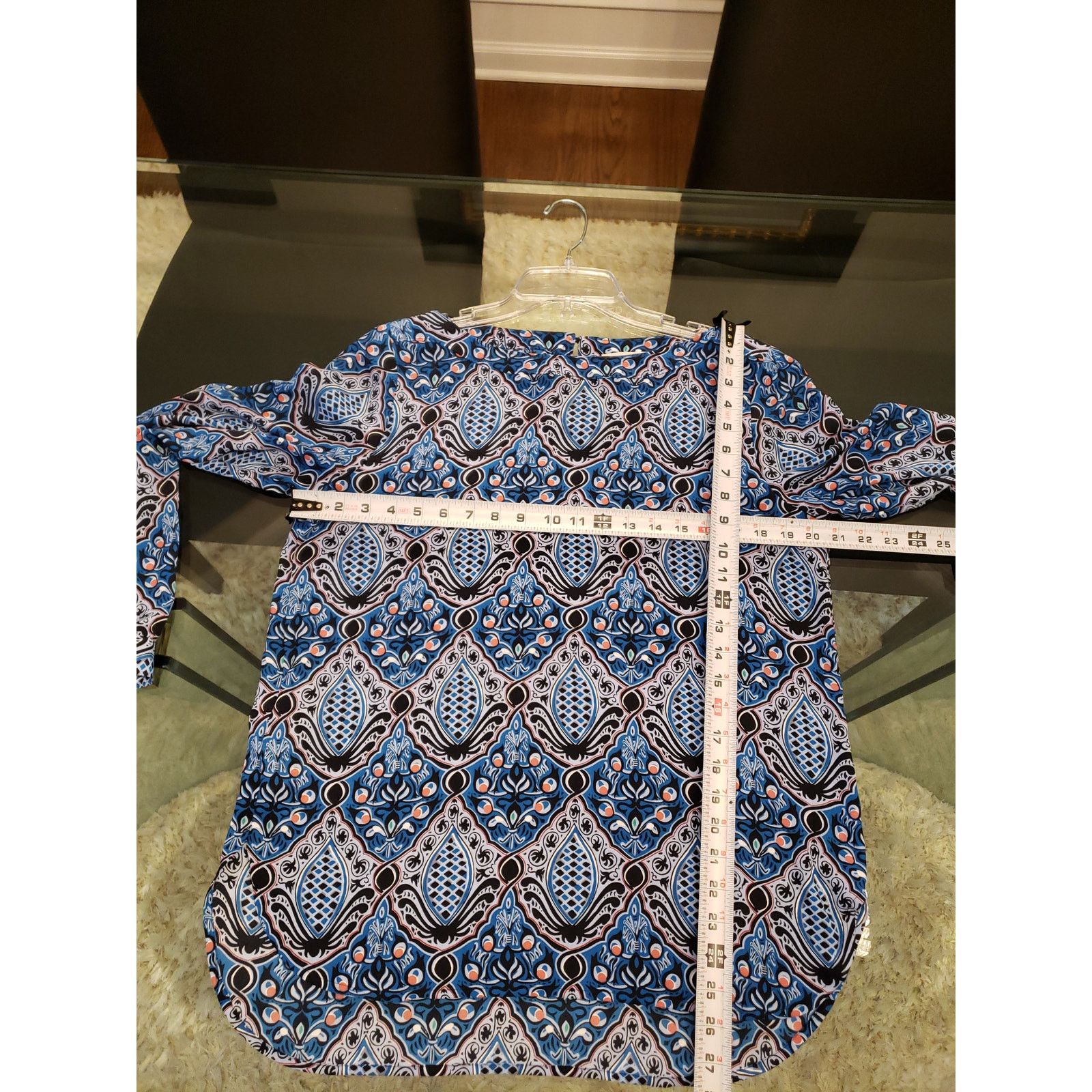 Ann Taylor Ann Taylor LOFT Top Women M Blue Black Long Sleeve Blouse Size M / US 6-8 / IT 42-44 - 10 Thumbnail