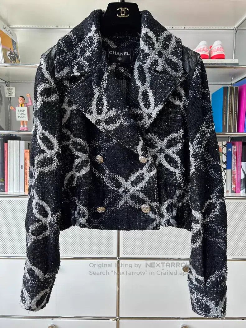 Chanel Chanel 18B black and white glitter clover beaded jacket Size XS / US 0-2 / IT 36-38 - 1 Thumbnail