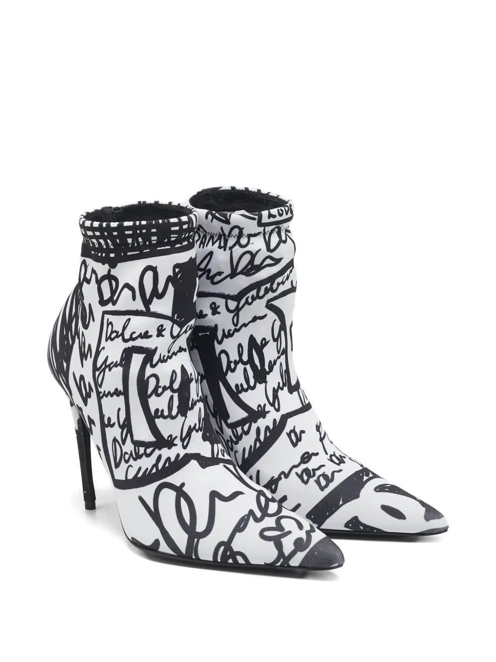 Dolce & Gabbana o1y0825 Spike Heel Ankle Boots in White/Black Size US 7.5 / IT 37.5 - 2 Thumbnail