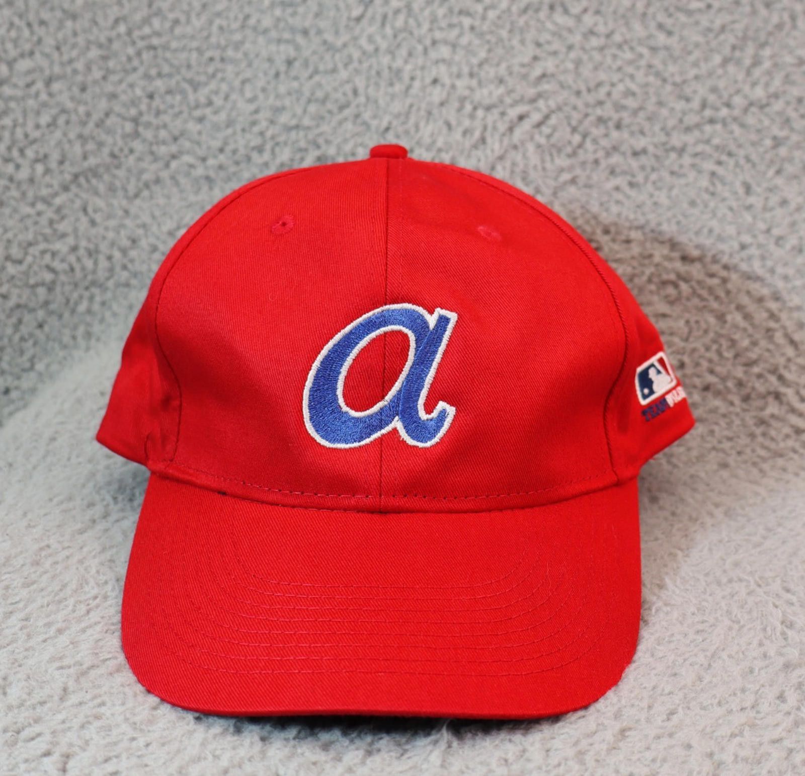 Other Vtg Atlanta Braves Hat Cap Strap Back Red MLB Script A Size ONE SIZE - 1 Thumbnail