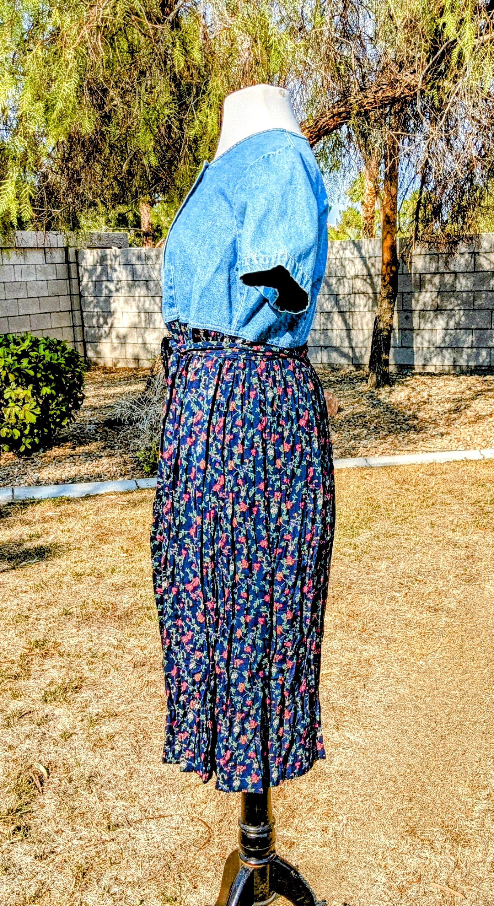 Cherokee Vintage Cherokee Denim Petite Full-button Blouson Midi Dress Size S / US 4 / IT 40 - 2 Thumbnail
