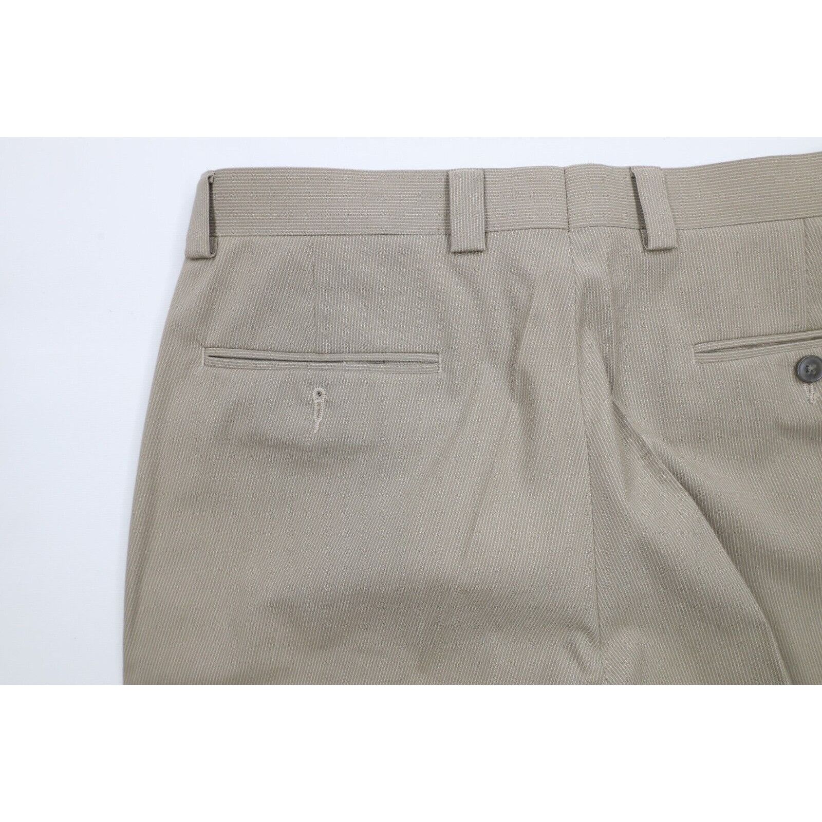 Calvin Klein Calvin Klein Pinstripe 2 Piece Suit Wedding Khaki Tan Size 36S - 18 Thumbnail