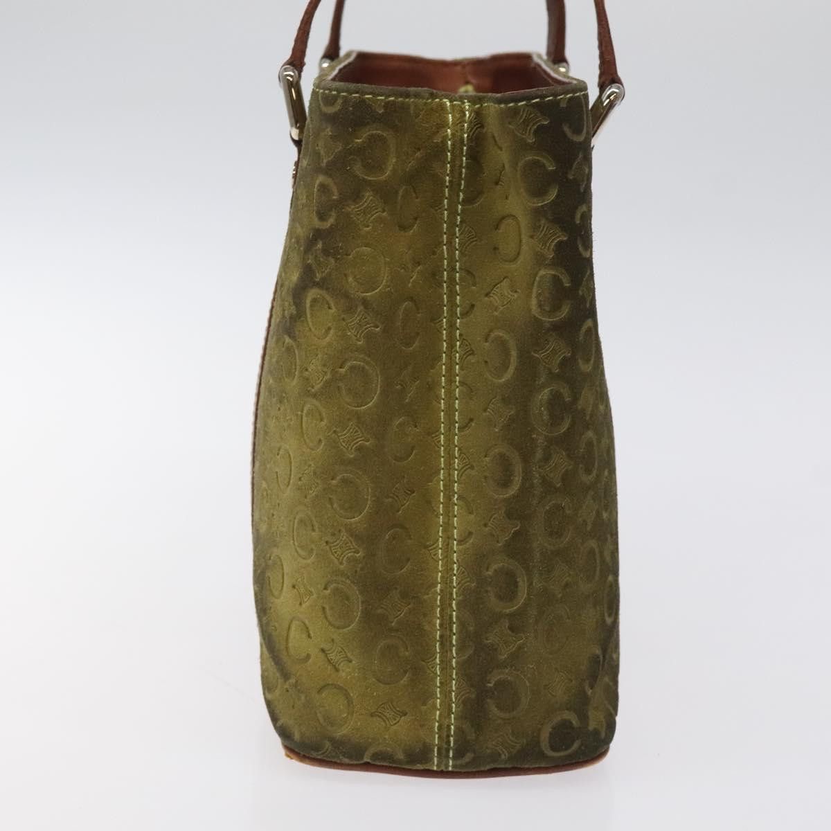 Celine CELINE C Macadam Canvas Hand Bag Suede Green Gold Size ONE SIZE - 4 Thumbnail