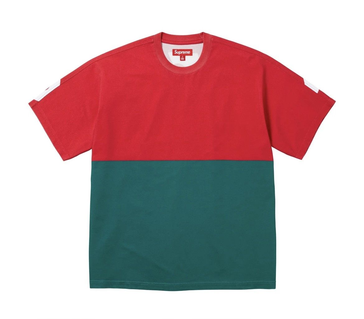 Supreme Supreme Logo Split S/S Top Red Green FW23 Size US XL / EU 56 / 4 - 2 Thumbnail