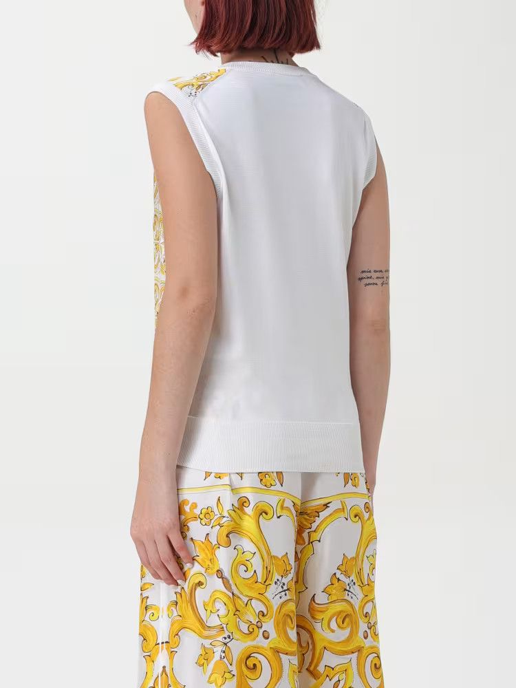 Dolce & Gabbana o1s22i1n1024 Silk Sleeveless Top in White Size M / US 6-8 / IT 42-44 - 3 Thumbnail
