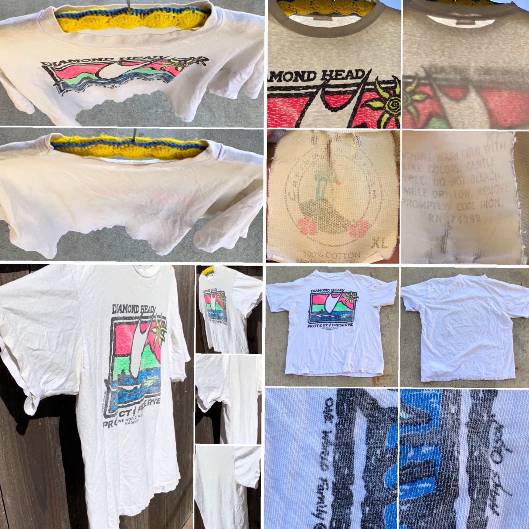Vintage VINTAGE Diamond Head Protect & Preserve One World Family Hawaii T-Shirt Neon XL Size US XL / EU 56 / 4 - 5 Thumbnail