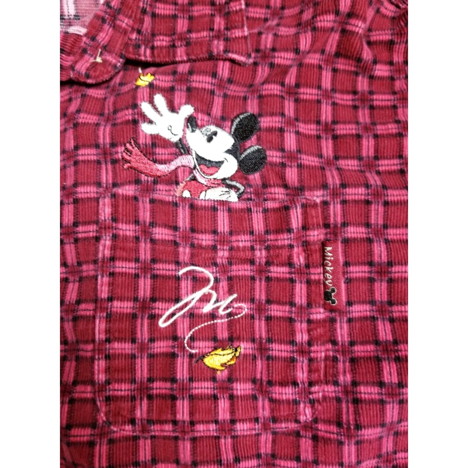 Mickey Unlimited VINTAGE Mickey Unlimited Disney Corduroy Autumn Leaves Embroidered Shirt L Red Plaid Button-Up Womens Size L / US 10 / IT 46 - 3 Thumbnail