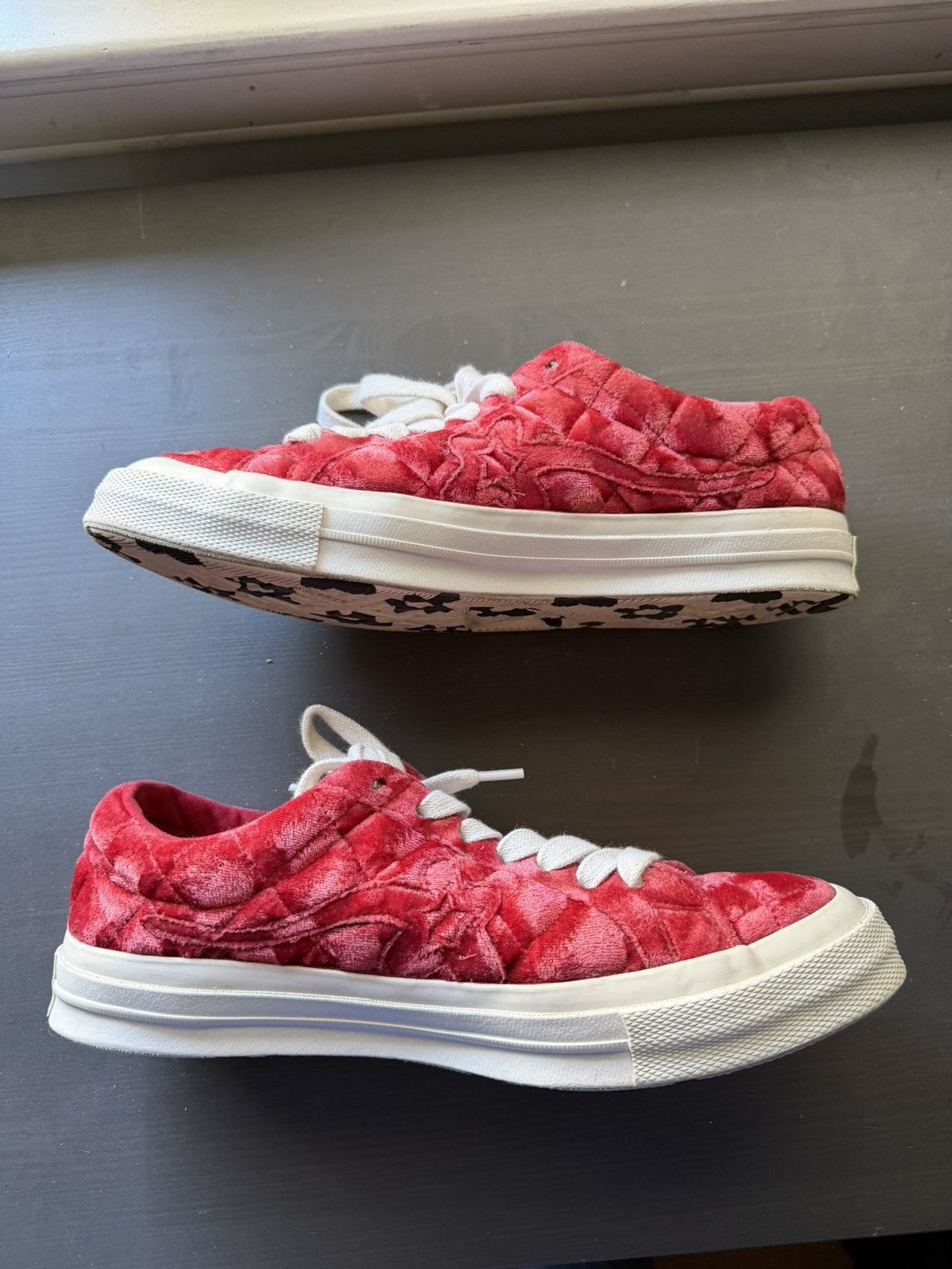 Converse × Golf le Fleur Golf le fleur red velour sneakers Size US 8.5 / EU 41-42 - 4 Thumbnail