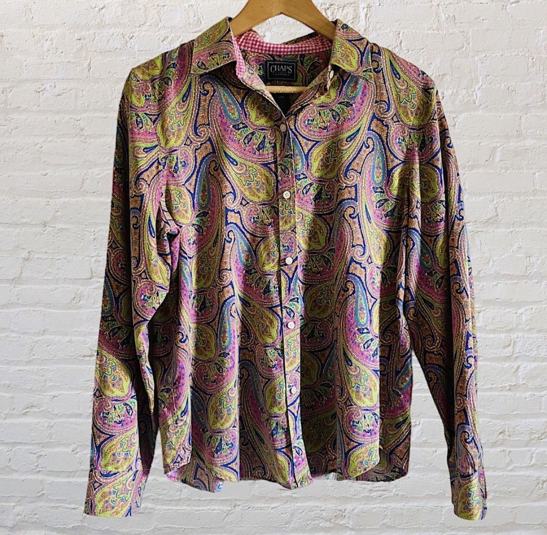 Chaps Ralph Lauren RALPH LAUREN CHAPS PAISLEY FLIP CUFF BUTTON UP BLOUSE SZ L Size L / US 10 / IT 46 - 3 Thumbnail
