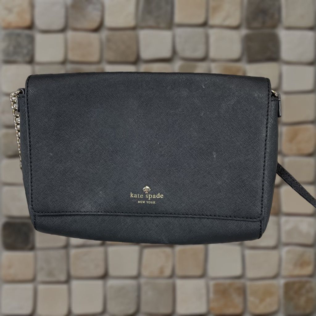 Vintage Kate Spade New York Bag Womens Medium Black Leather Inner Pocket Chain Shoulder Strap Size ONE SIZE - 1 Thumbnail