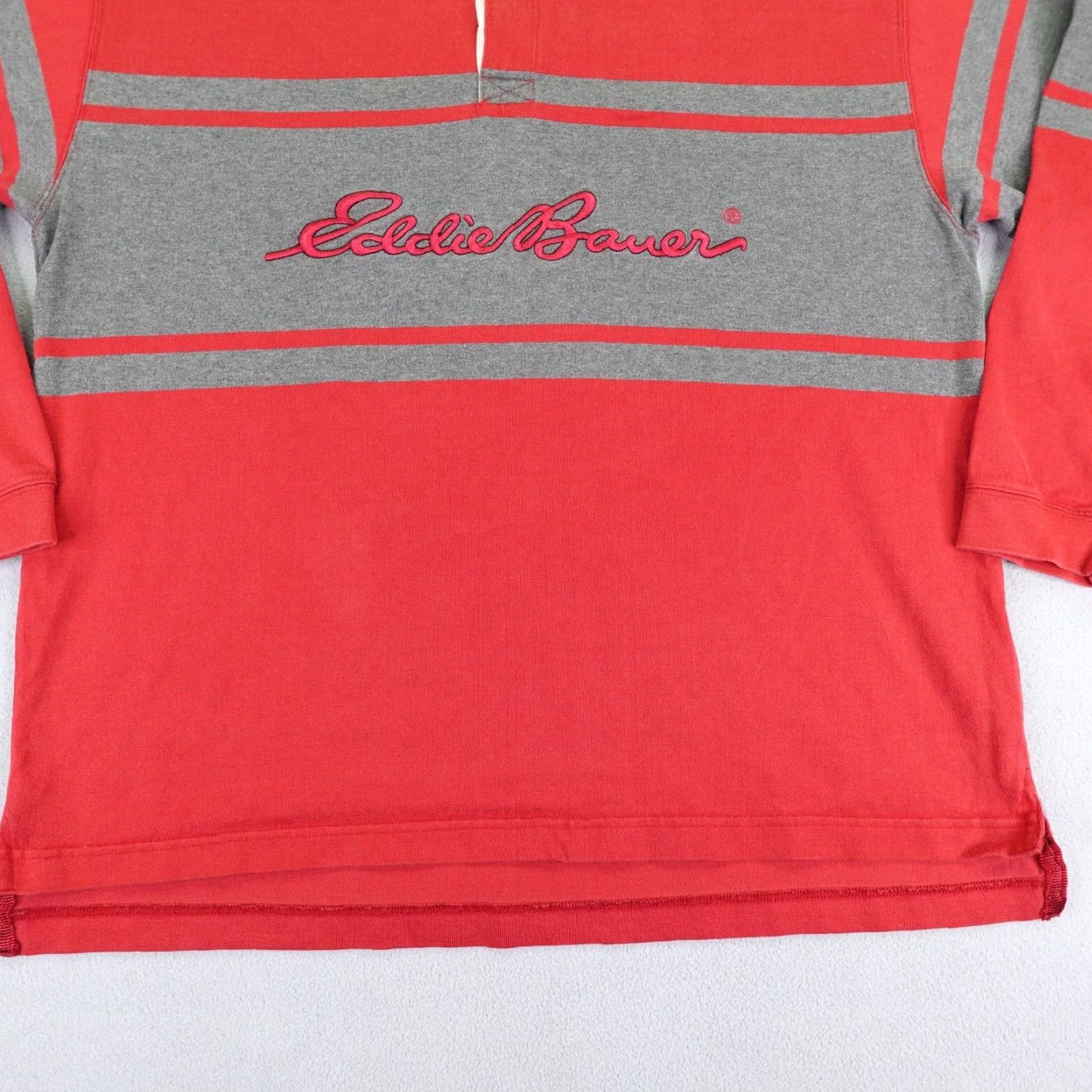 Eddie Bauer VINTAGE Eddie Bauer Polo Shirt Mens L Red Gray White EB Tek Rugby Contrast Polo Shirt 90s Outdoor Mens Size US L / EU 52-54 / 3 - 4 Thumbnail