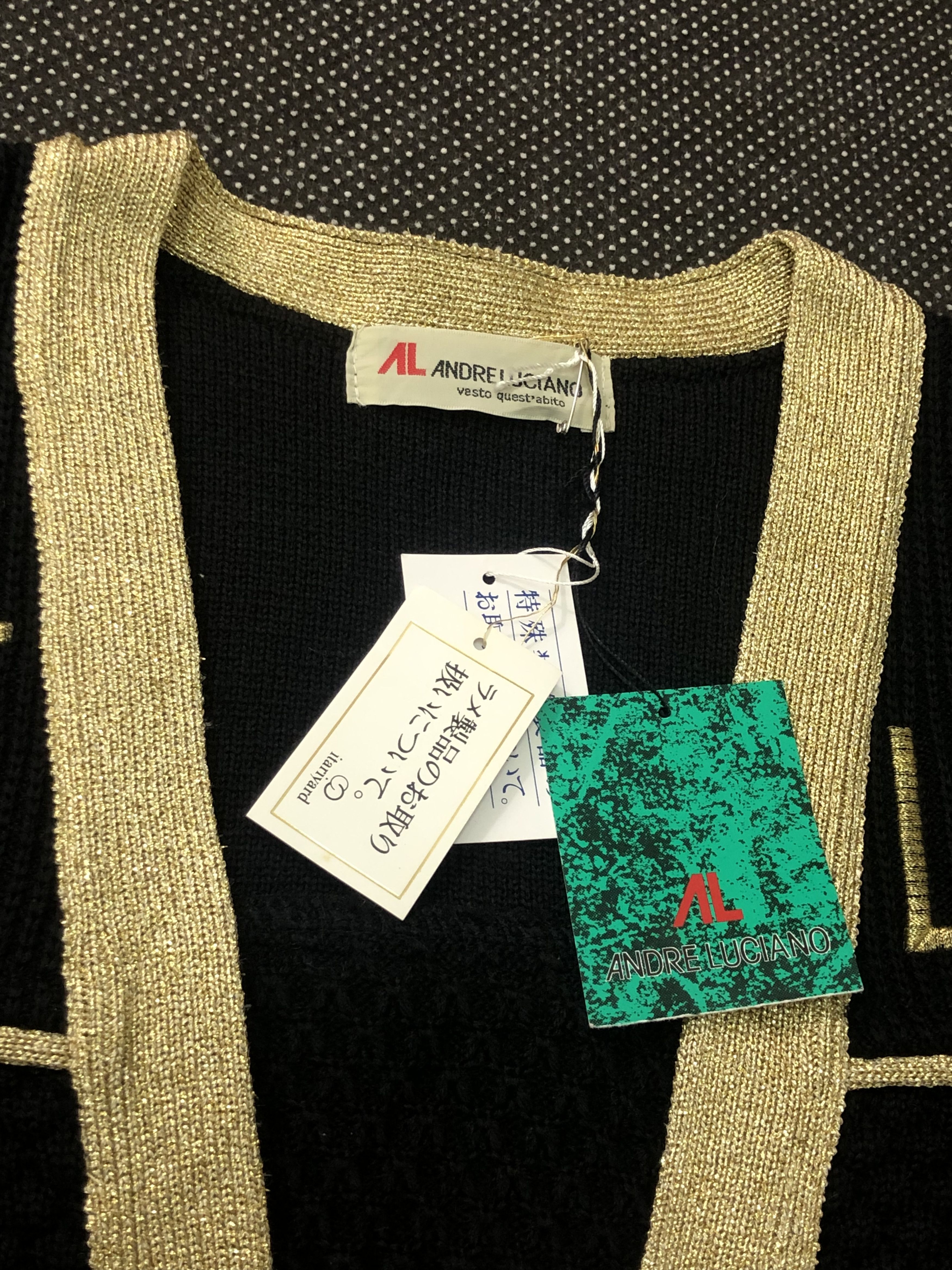 Andreluciano × Vintage RARE🔥VINTAGE 90’S ANDRELUCIANO GOLD GLITTER WOOL KNIT Size US M / EU 48-50 / 2 - 7 Thumbnail