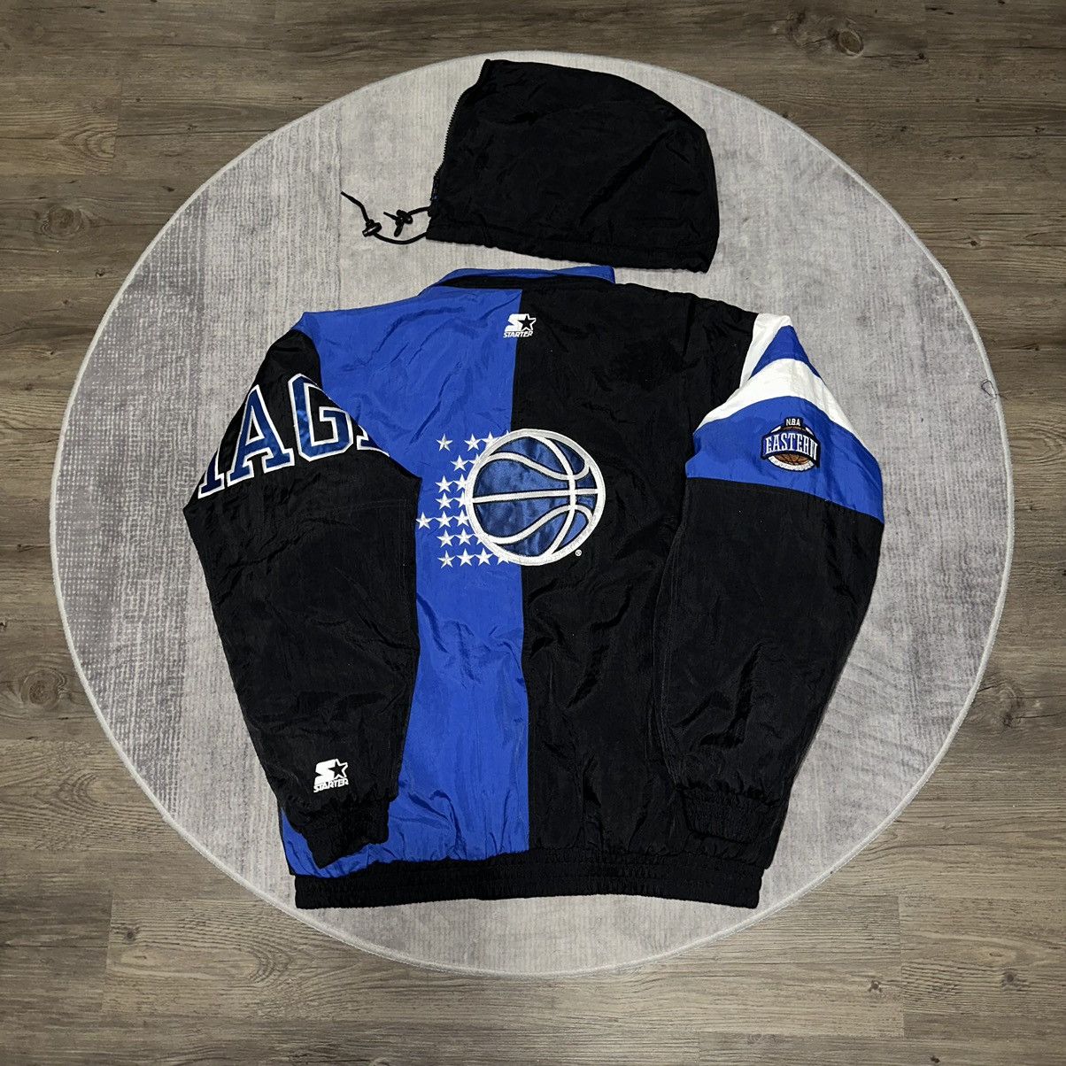 image of VTG 90's Orlando Magic Nba Starter Embroidered Puffer Jacket in Black, Men's (Size XL)