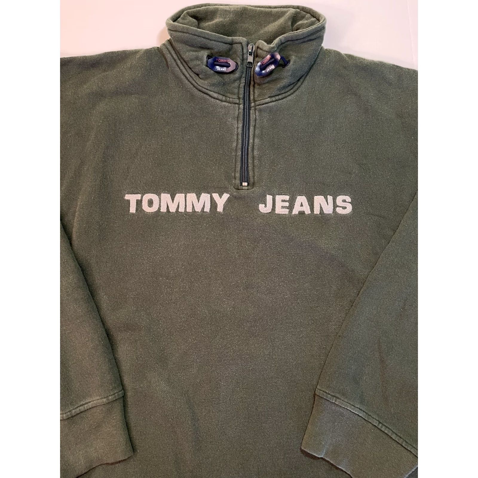 Tommy Hilfiger VINTAGE Tommy Hilfiger Tommy Jeans Pullover 1/4 Zip Sweater Shirt Mens 2XL Green 90s Size US XXL / EU 58 / 5 - 2 Thumbnail
