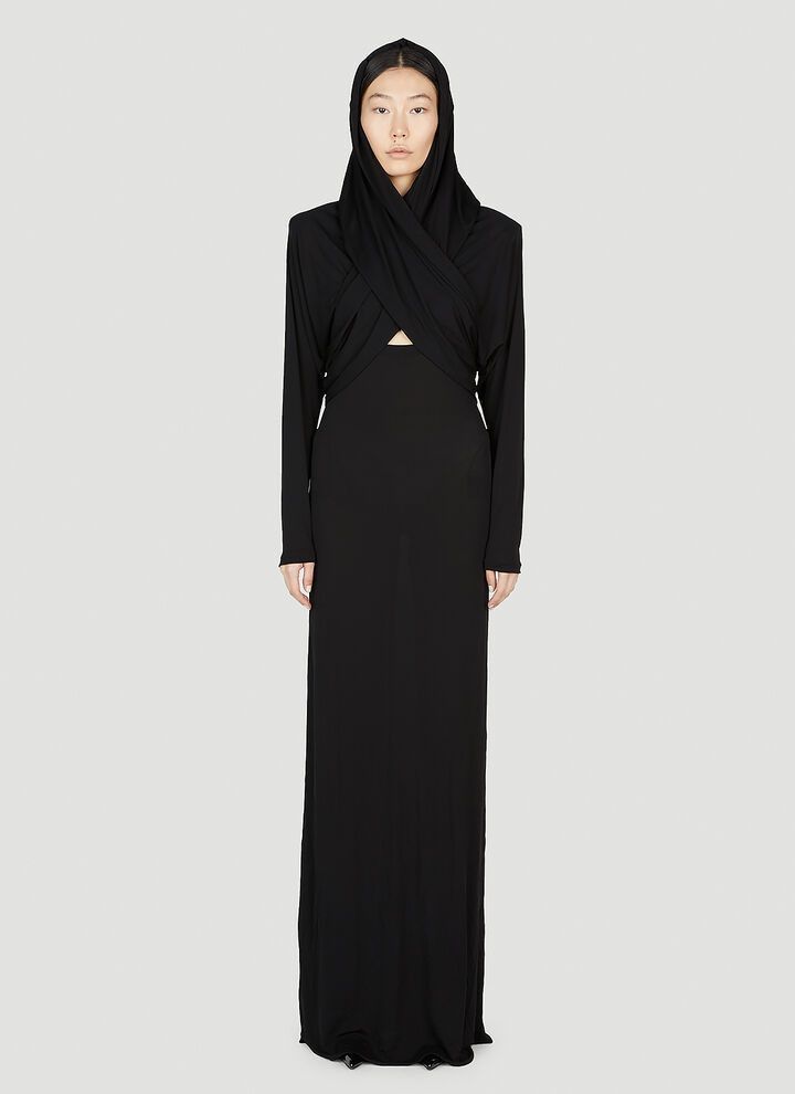 Saint Laurent Paris o1s1wg111024 Hooded Dress in Crepe Jersey in Black Size XS / US 0-2 / IT 36-38 - 1 Thumbnail