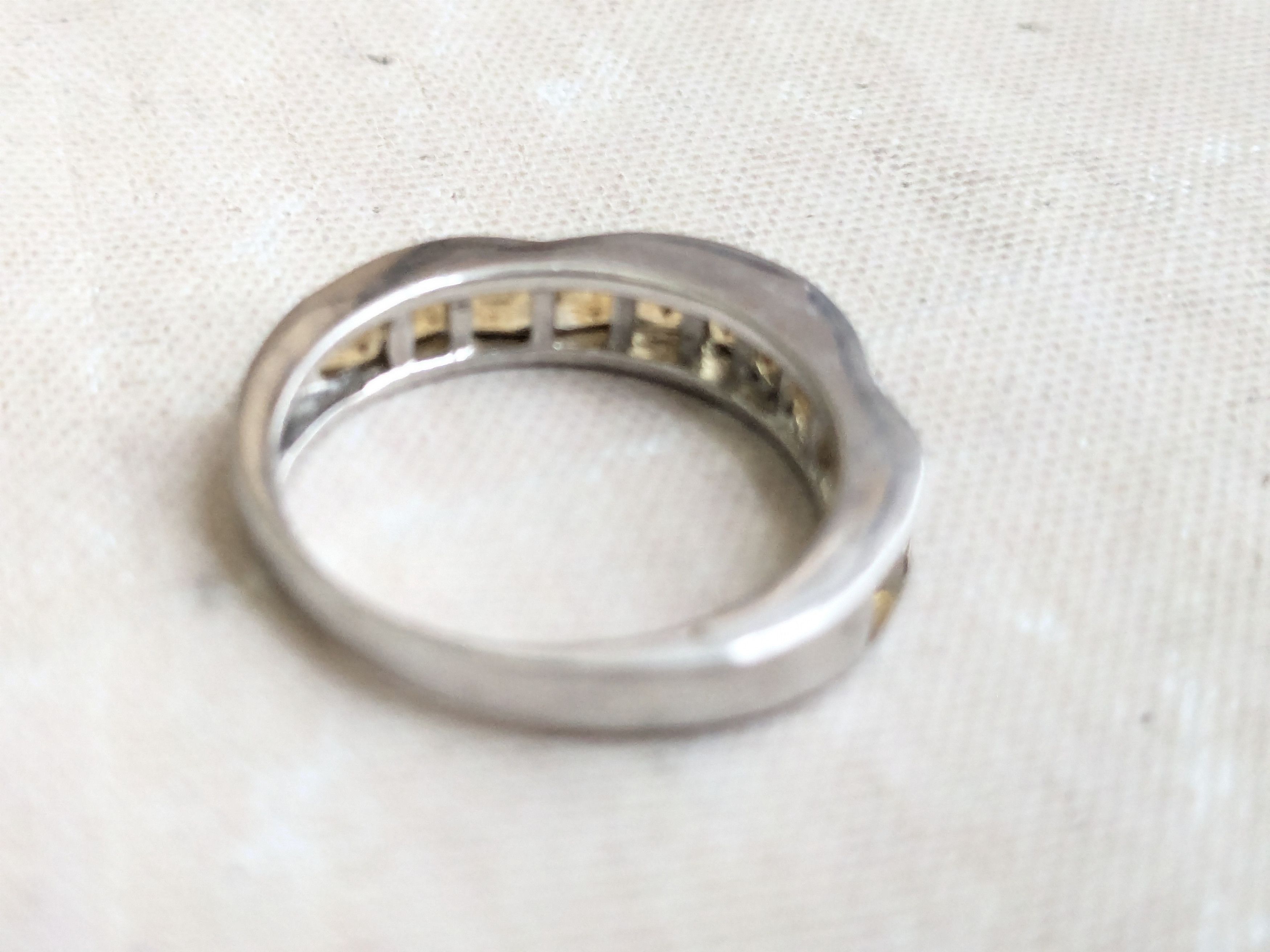Sterling Silver Vintage Sterling Silver Band Ring 7 Yellow Citrine Size ONE SIZE - 6 Thumbnail