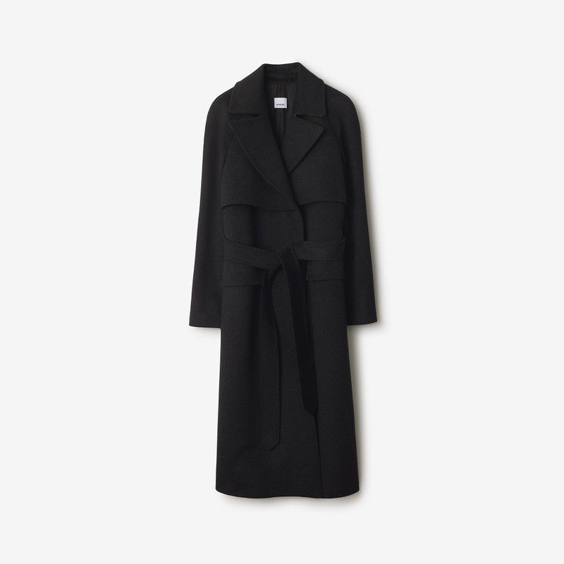 Burberry o1w1db10426 Long Wool Cashmere Trench Coat in Black Size L / US 10 / IT 46 - 1 Preview