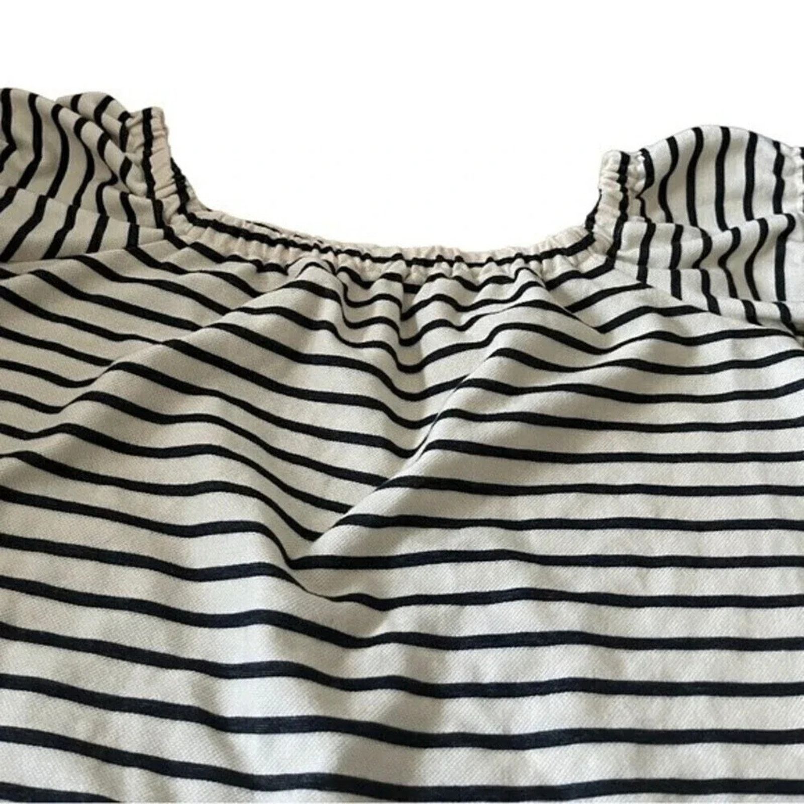 Anthropologie Madewell striped off the shoulder crop top, size XS Size XS / US 0-2 / IT 36-38 - 4 Thumbnail