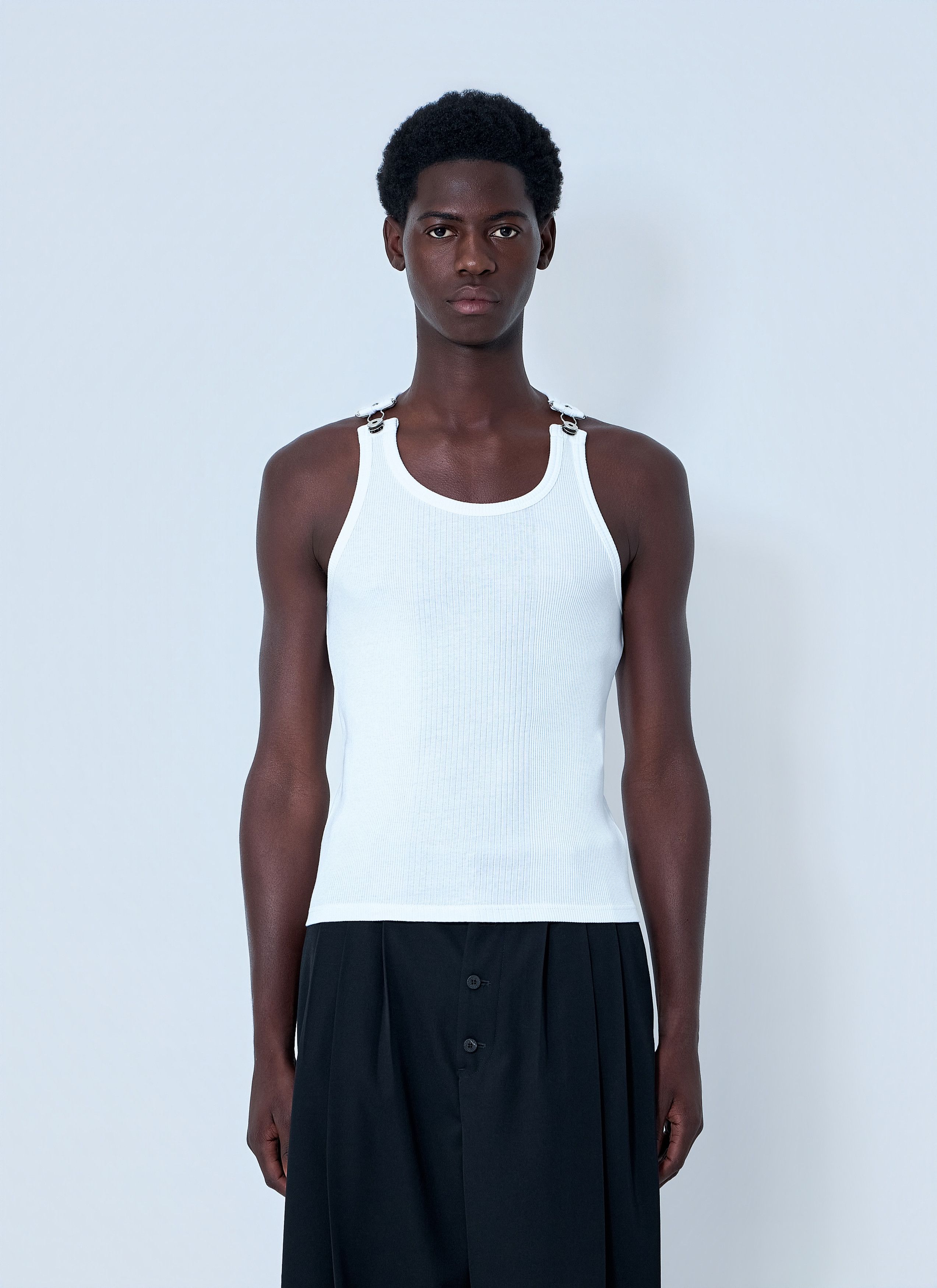 Jean Paul Gaultier Ribbed Tank Top with Metallic Hardware Size US M / EU 48-50 / 2 - 1 Thumbnail