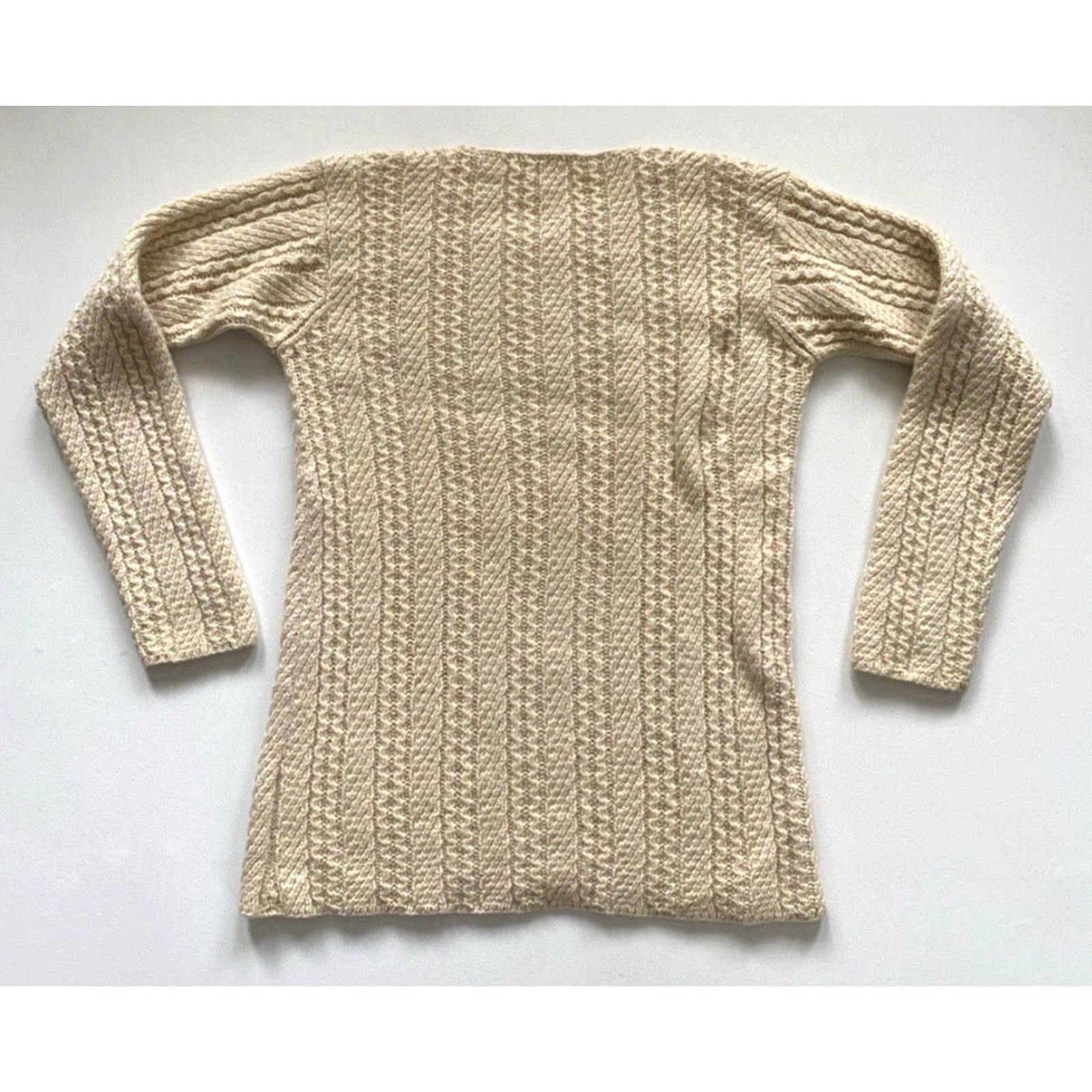 Tse VINTAGE TSE Women's Cable Knit Cashmere Sweater Sz M Pullover Crew Neck Ivory 90s Womens Size M / US 6-8 / IT 42-44 - 3 Thumbnail