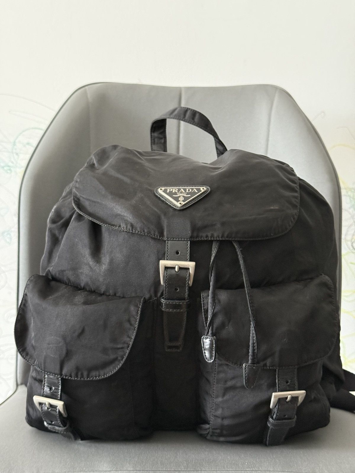 Prada Vintage Prada Black Large Backpack Size ONE SIZE - 2 Thumbnail