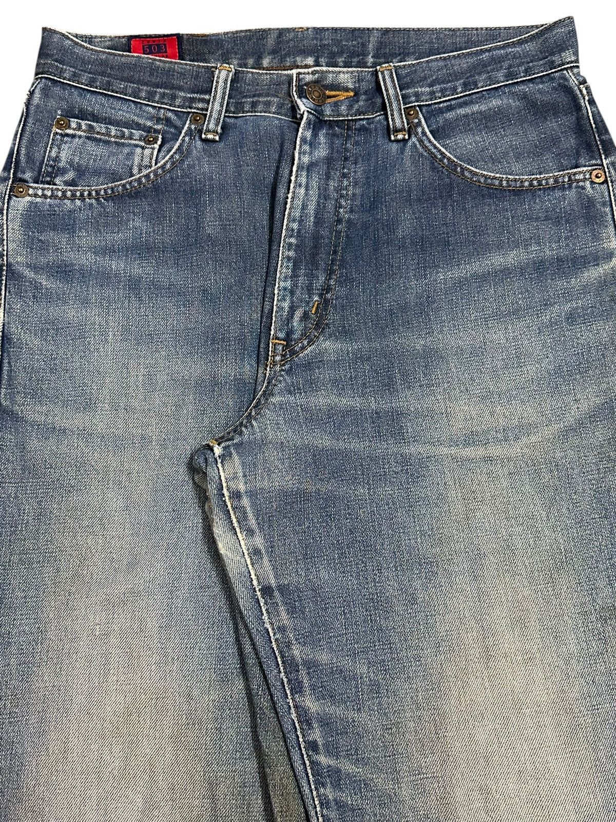 Edwin Vintage Edwin 503z Blue Faded Wash Distress Baggy Jeans Size US 31 - 4 Thumbnail