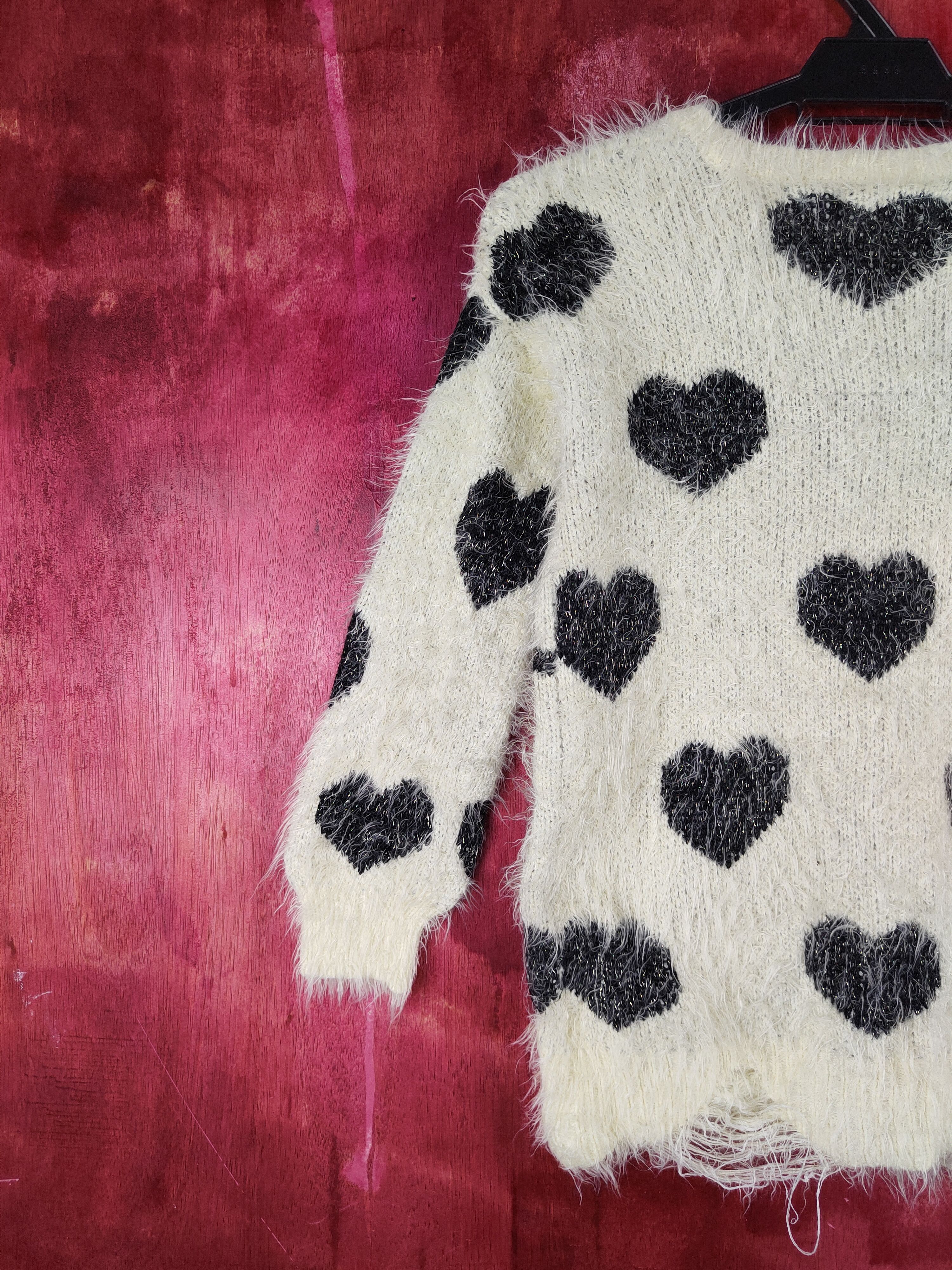Homespun Knitwear × Japanese Brand × Vintage Pink Latte Yellow Shag Shaggy Fur Mohair Knitwear #S1992 Size XXS / US 00 / IT 34 - 11 Thumbnail