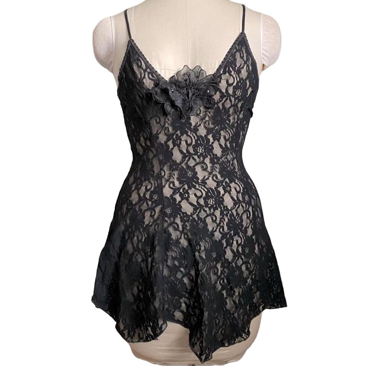 Other HANKY PANKY Black Floral Lace Chemise | Size L (large) Size L / US 10 / IT 46 - 1 Thumbnail
